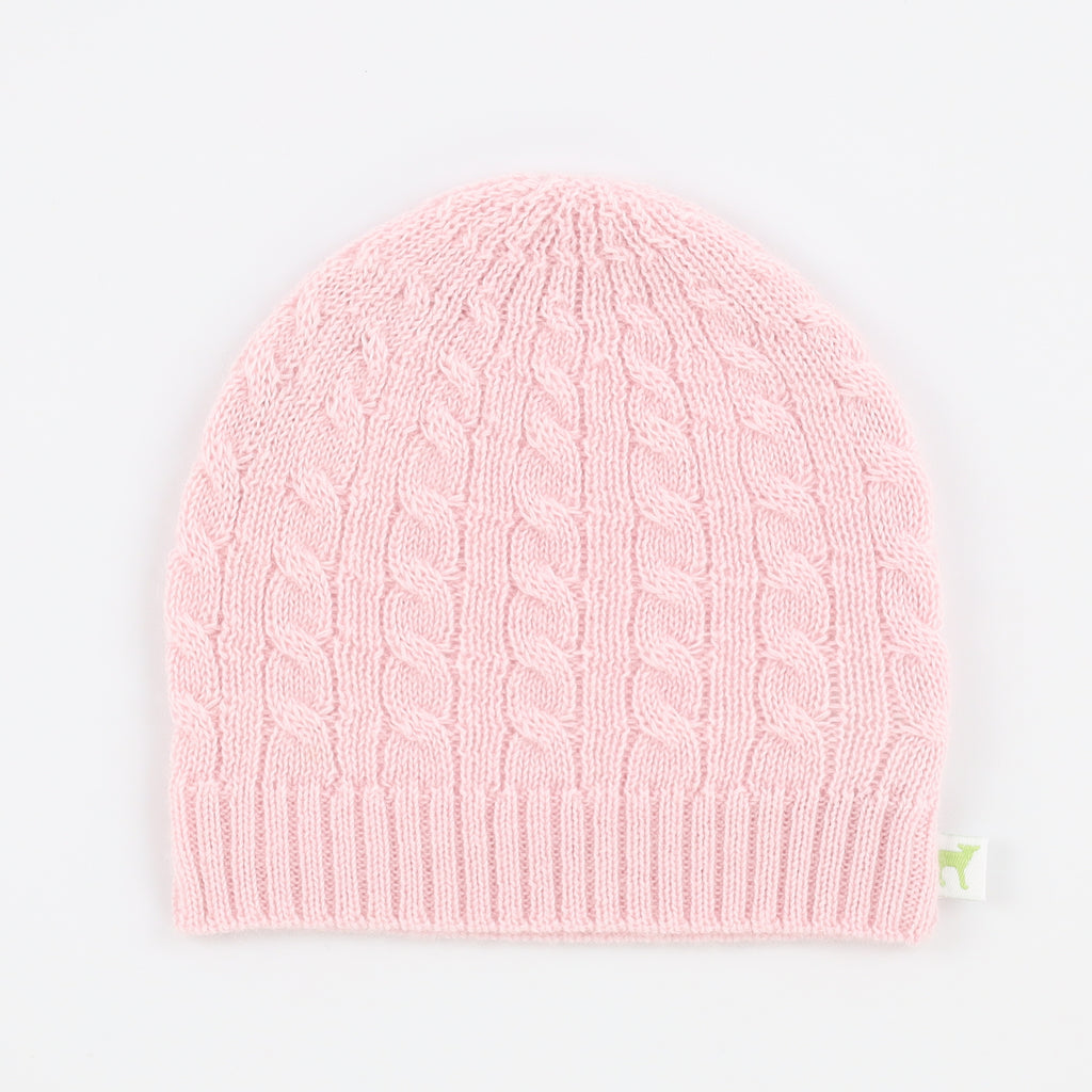 Brand New Baby Pink Cable Cashmere Baby Beanie 0-9 Months