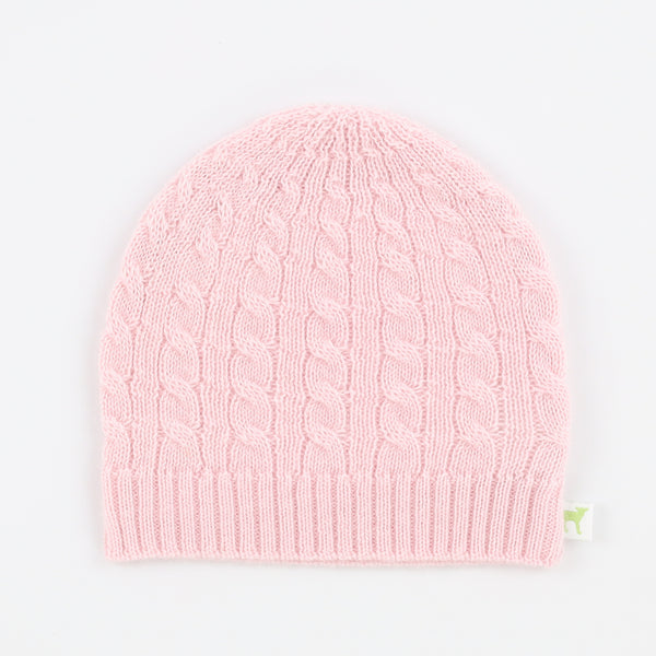 Brand New Baby Pink Cable Cashmere Baby Beanie 0-9 Months