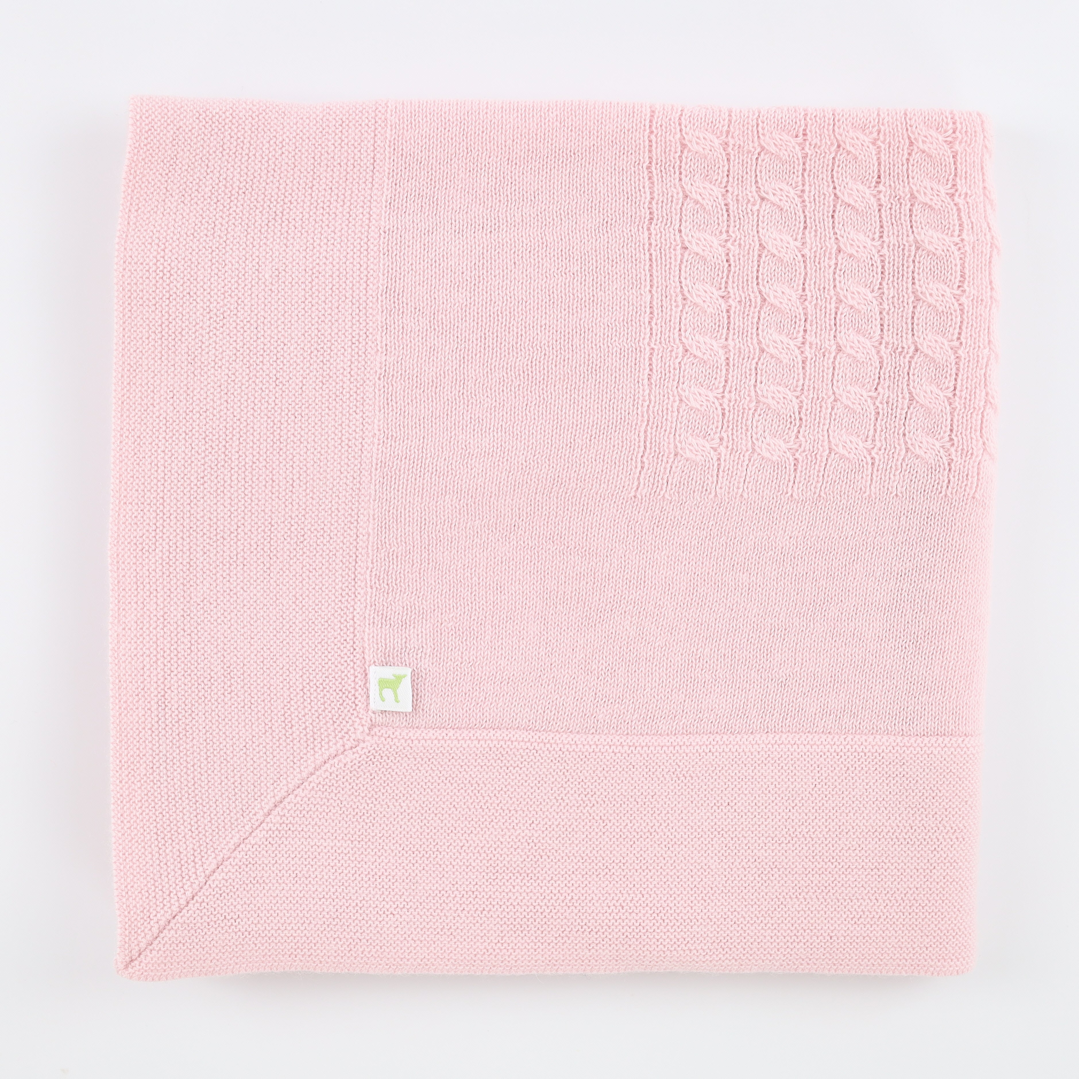 Brand New Baby Pink Cable Knit Cashmere Baby Blanket
