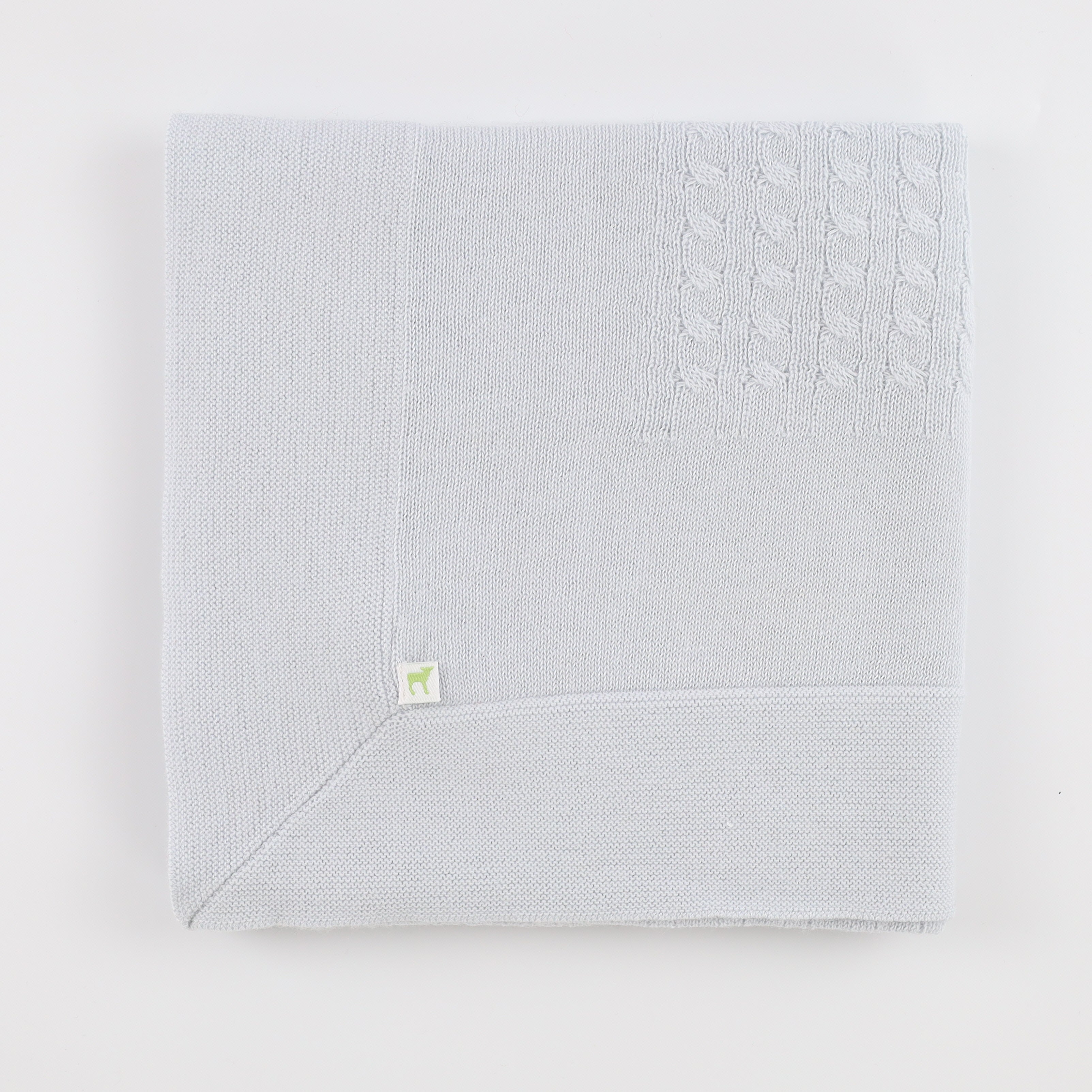 Brand New Ice Blue Cable Knit Cashmere Baby Blanket