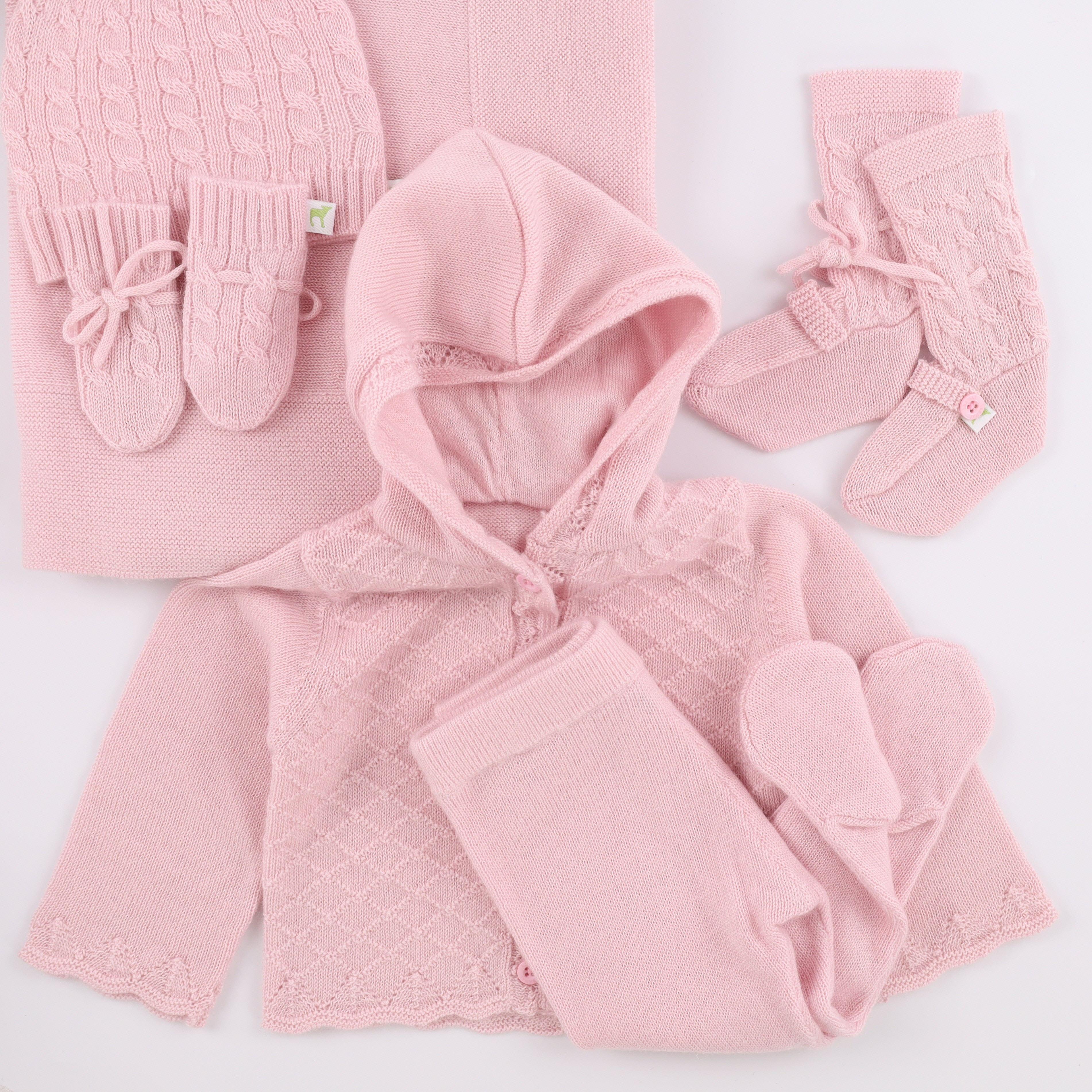 Brand New Baby Pink Cable Cashmere Baby Beanie 0-9 Months