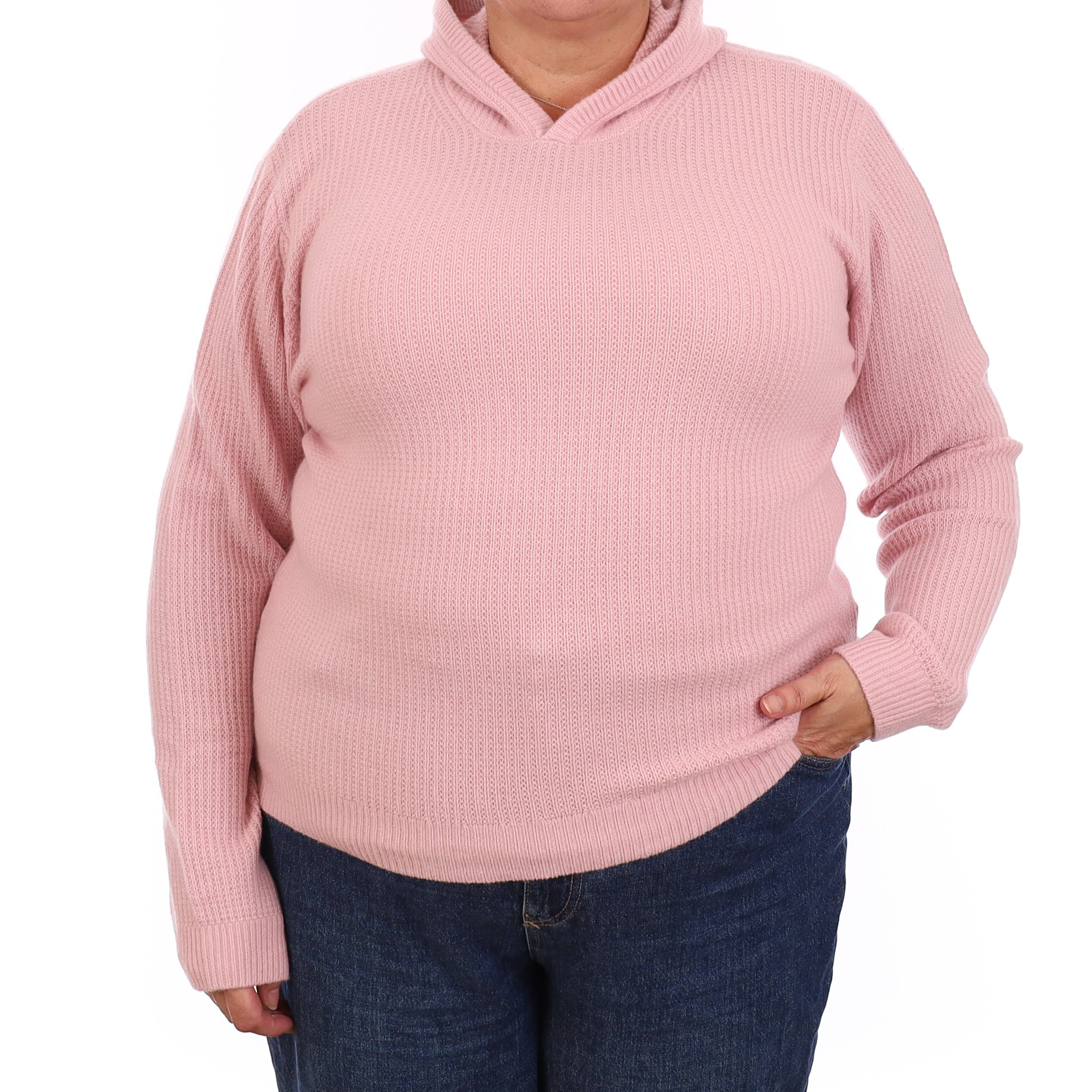 Brand New Carnation Pink Waffle Knit Hoodie Cashmere Hoodie Jumper Extra Large