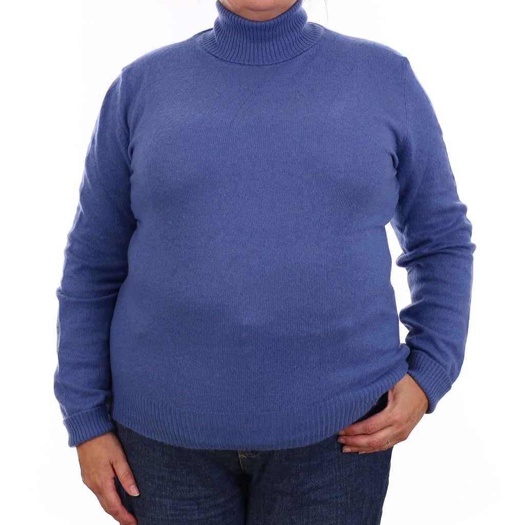 Scottish Air Force Blue Cashmere Polo Neck Jumper Extra Large