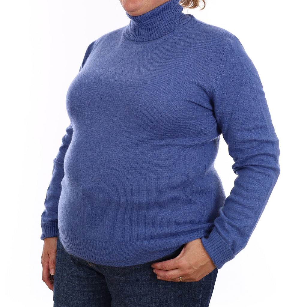 Scottish Air Force Blue Cashmere Polo Neck Jumper Extra Large