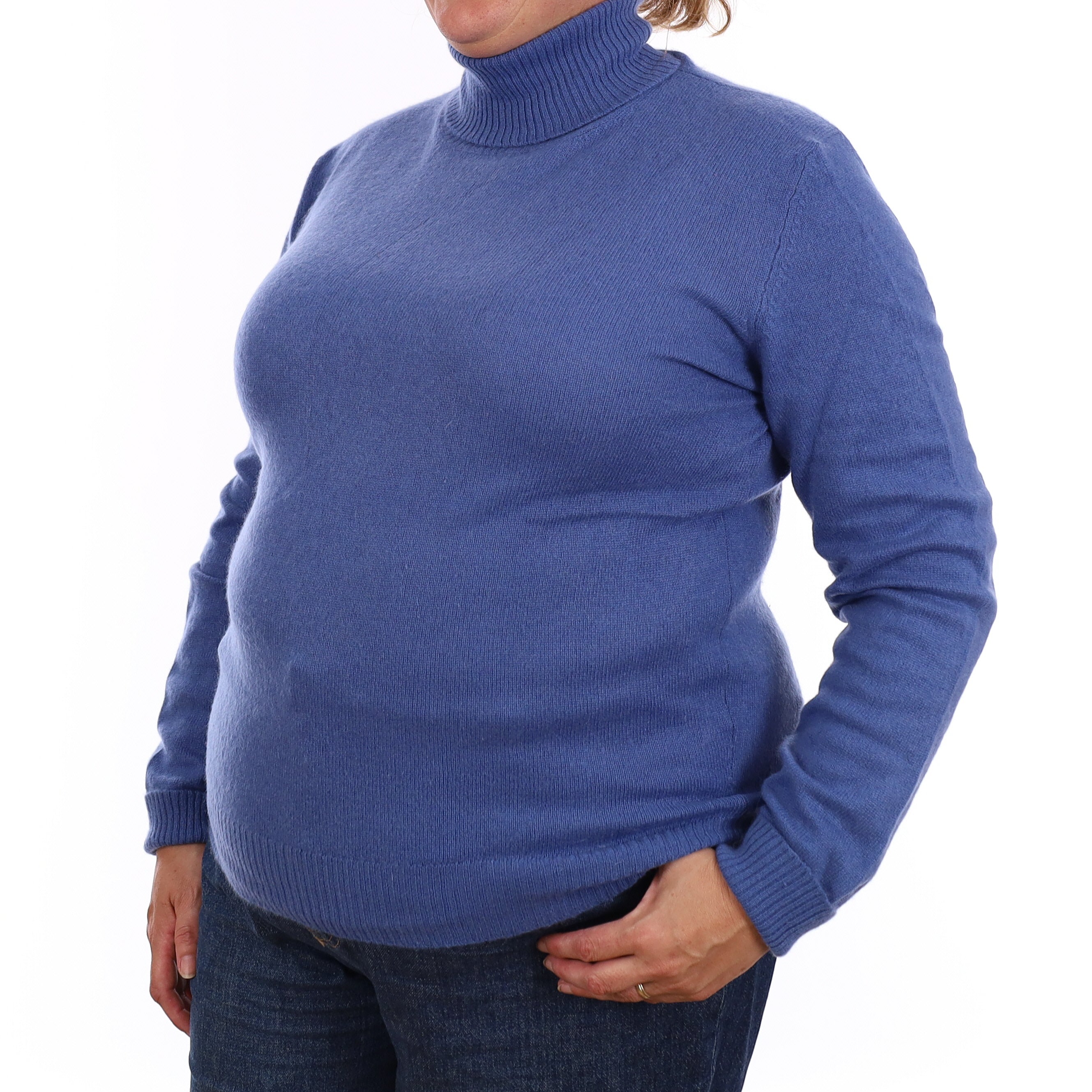 Scottish Air Force Blue Cashmere Polo Neck Jumper Extra Large