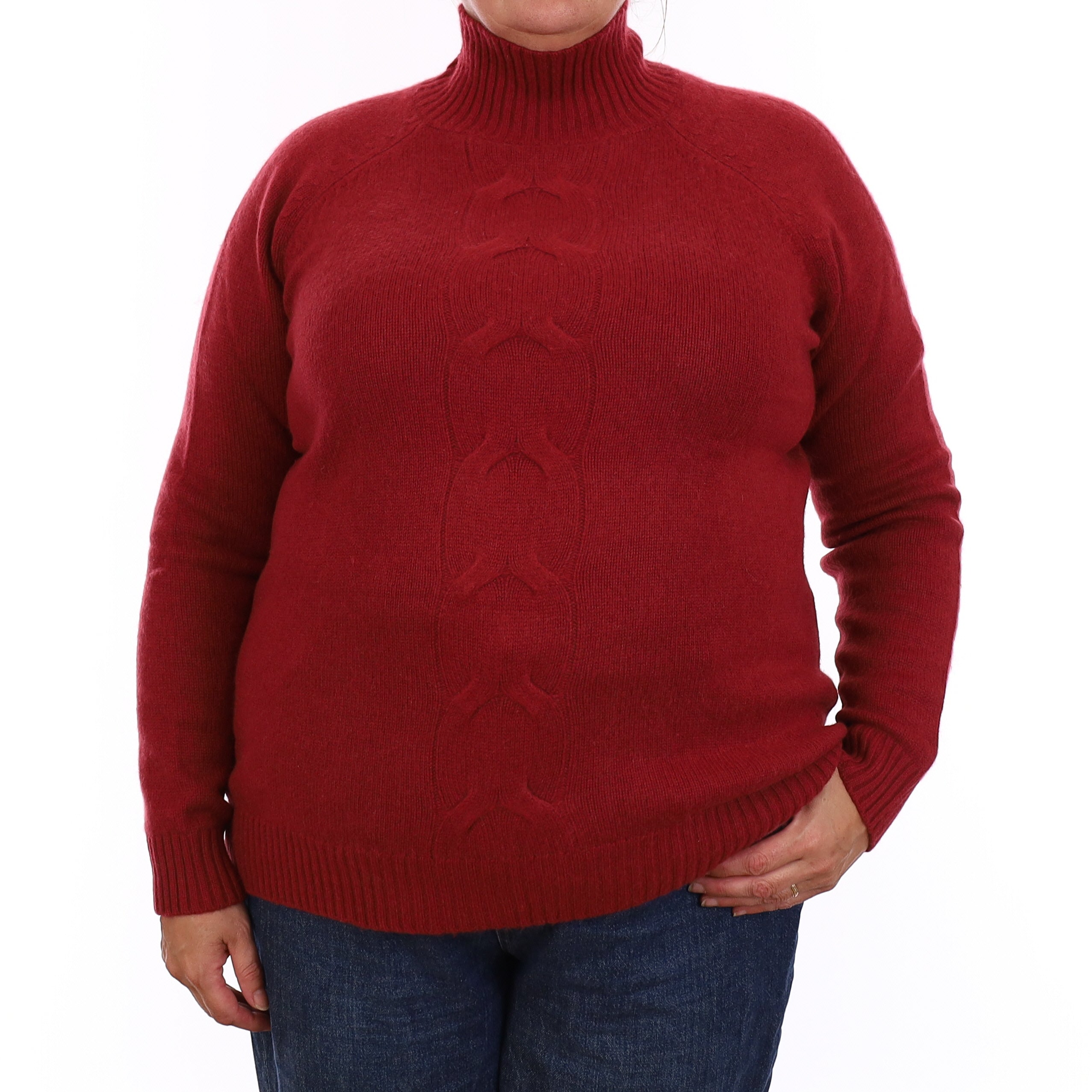 Brick Red Chunky Cashmere Turtleneck Jumper Extra Large