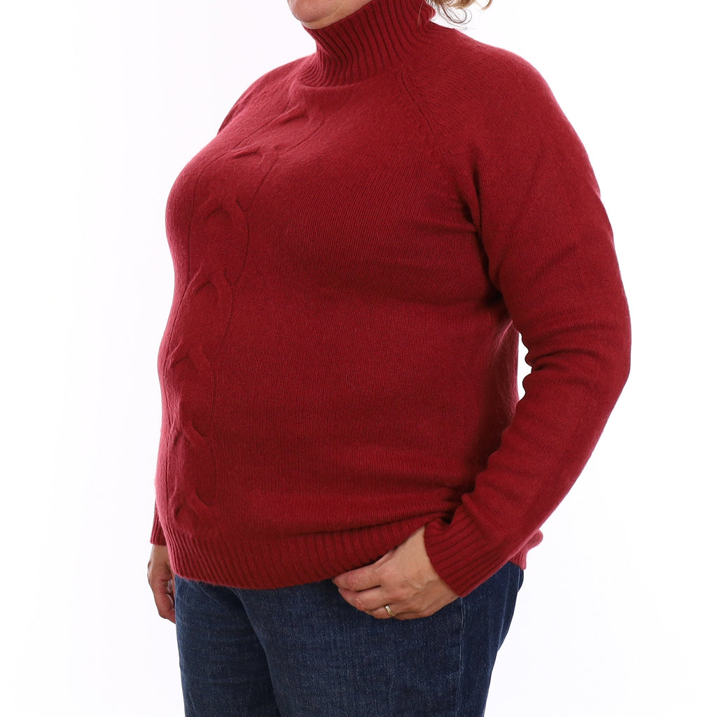 Brick Red Chunky Cashmere Turtleneck Jumper Extra Large