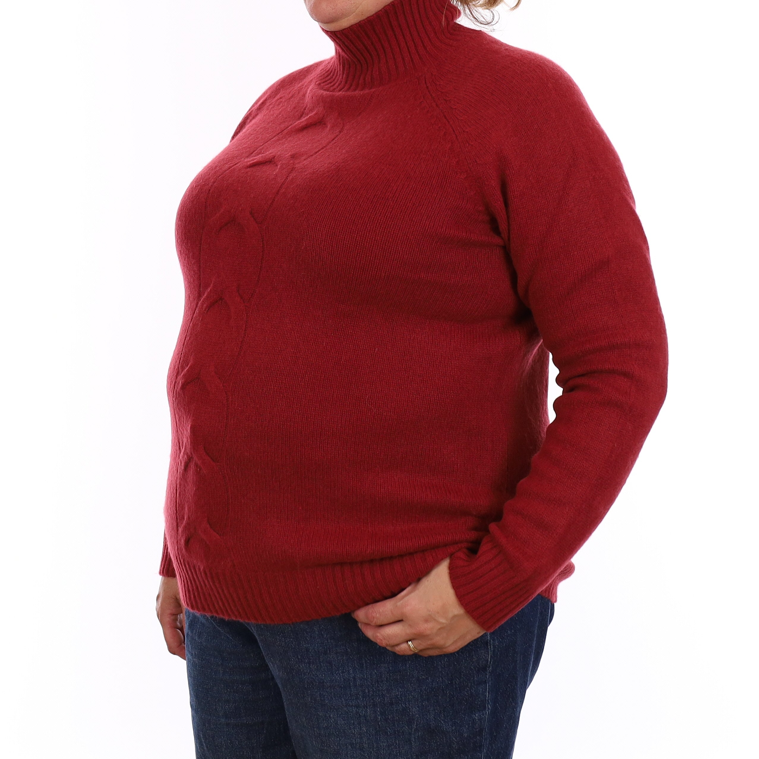 Brick Red Chunky Cashmere Turtleneck Jumper Extra Large