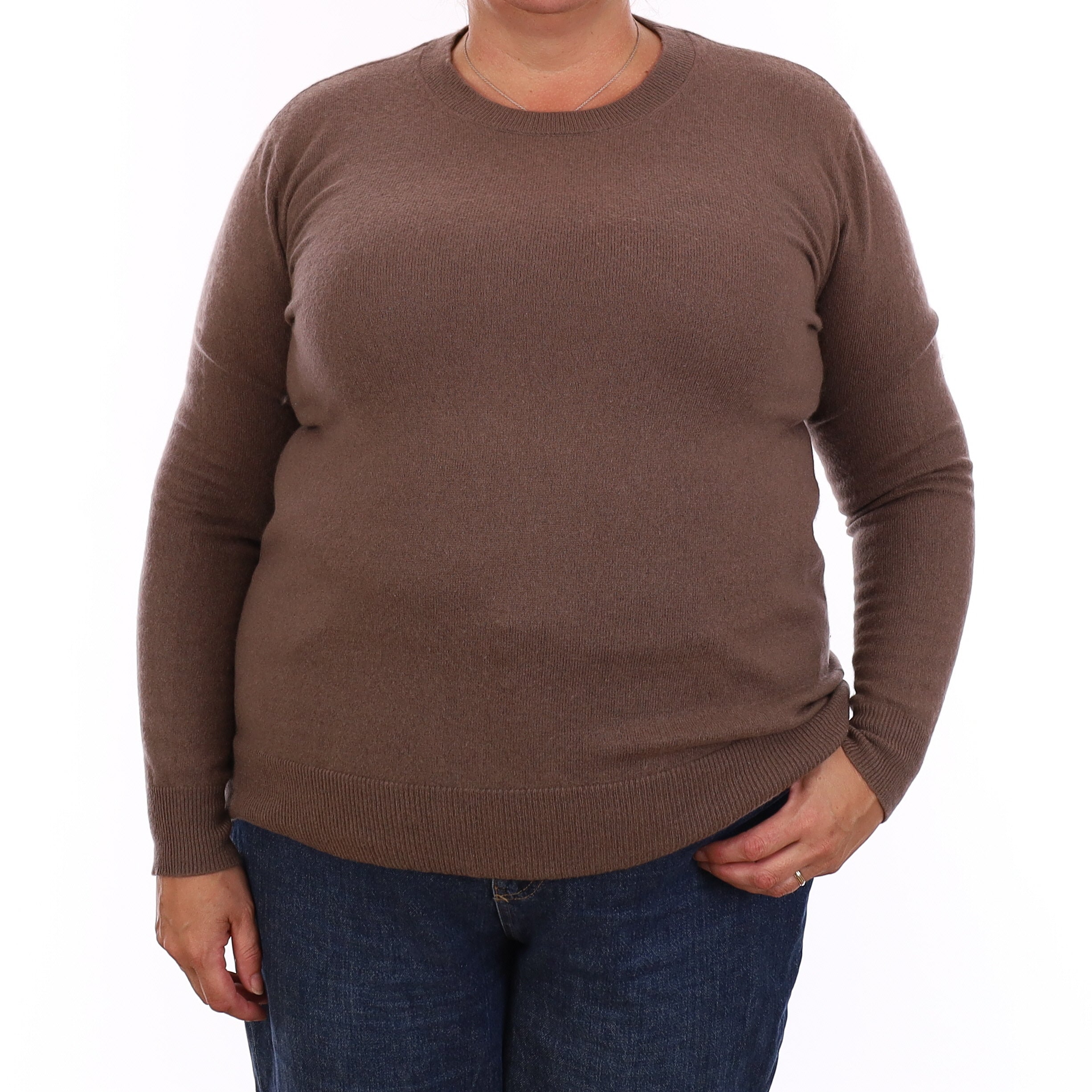 Mushroom Brown Cashmere Crew Neck Jumper Extra Large