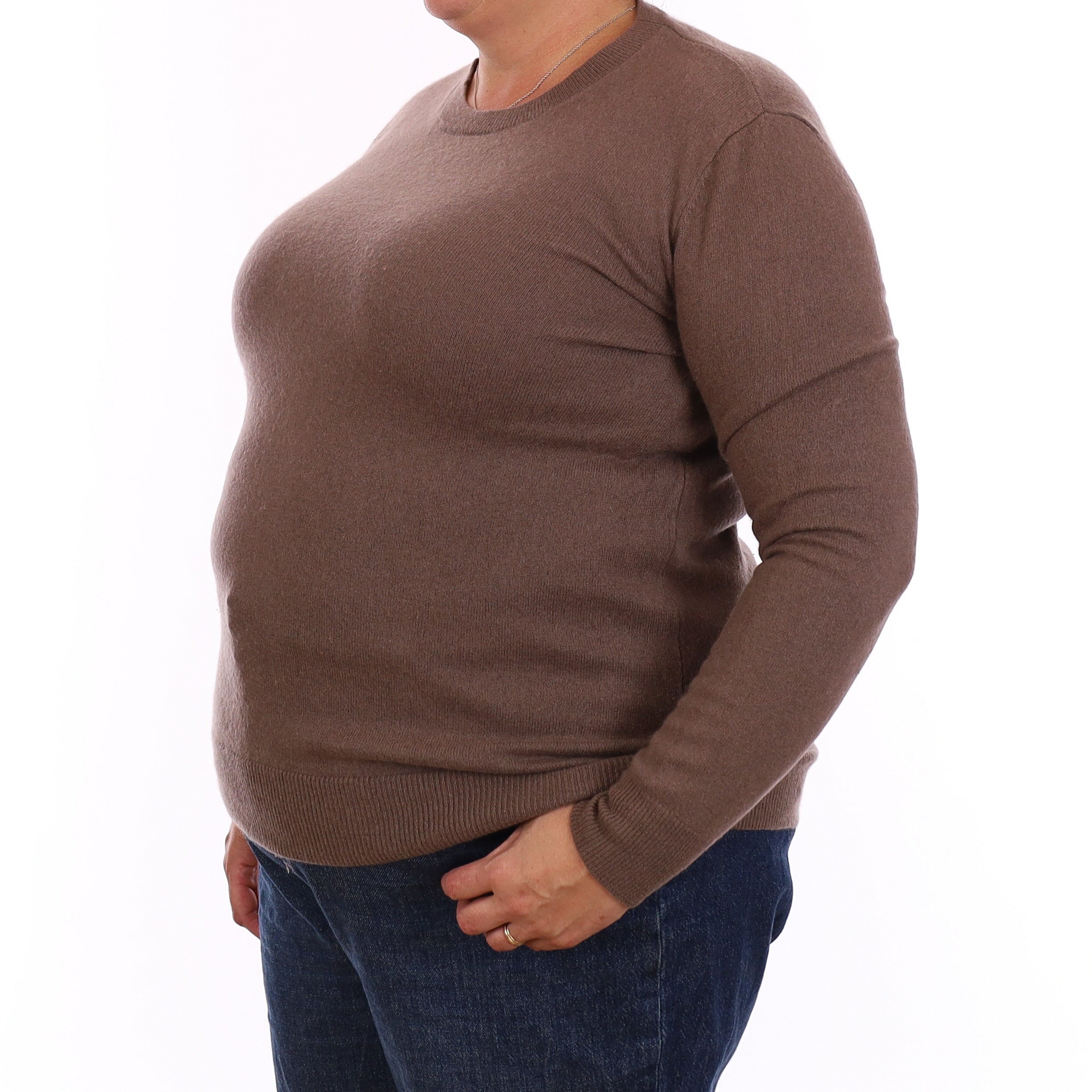 Mushroom Brown Cashmere Crew Neck Jumper Extra Large