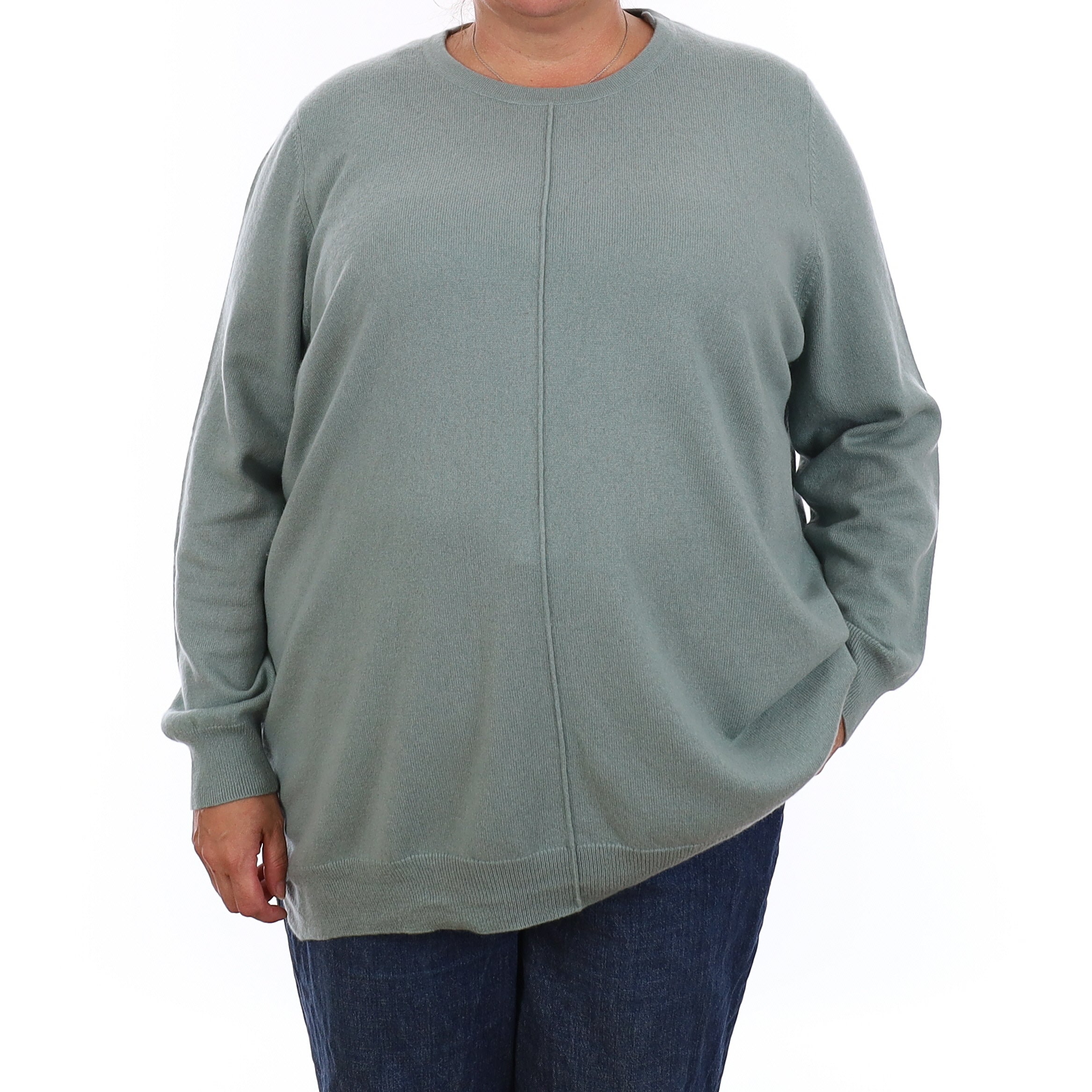 Dusky Green Cashmere Crew Neck Jumper 3XL