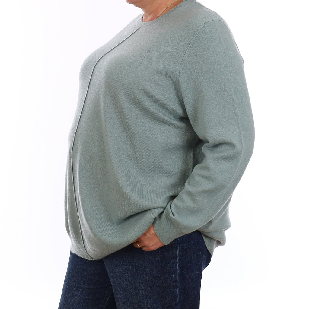 Dusky Green Cashmere Crew Neck Jumper 3XL