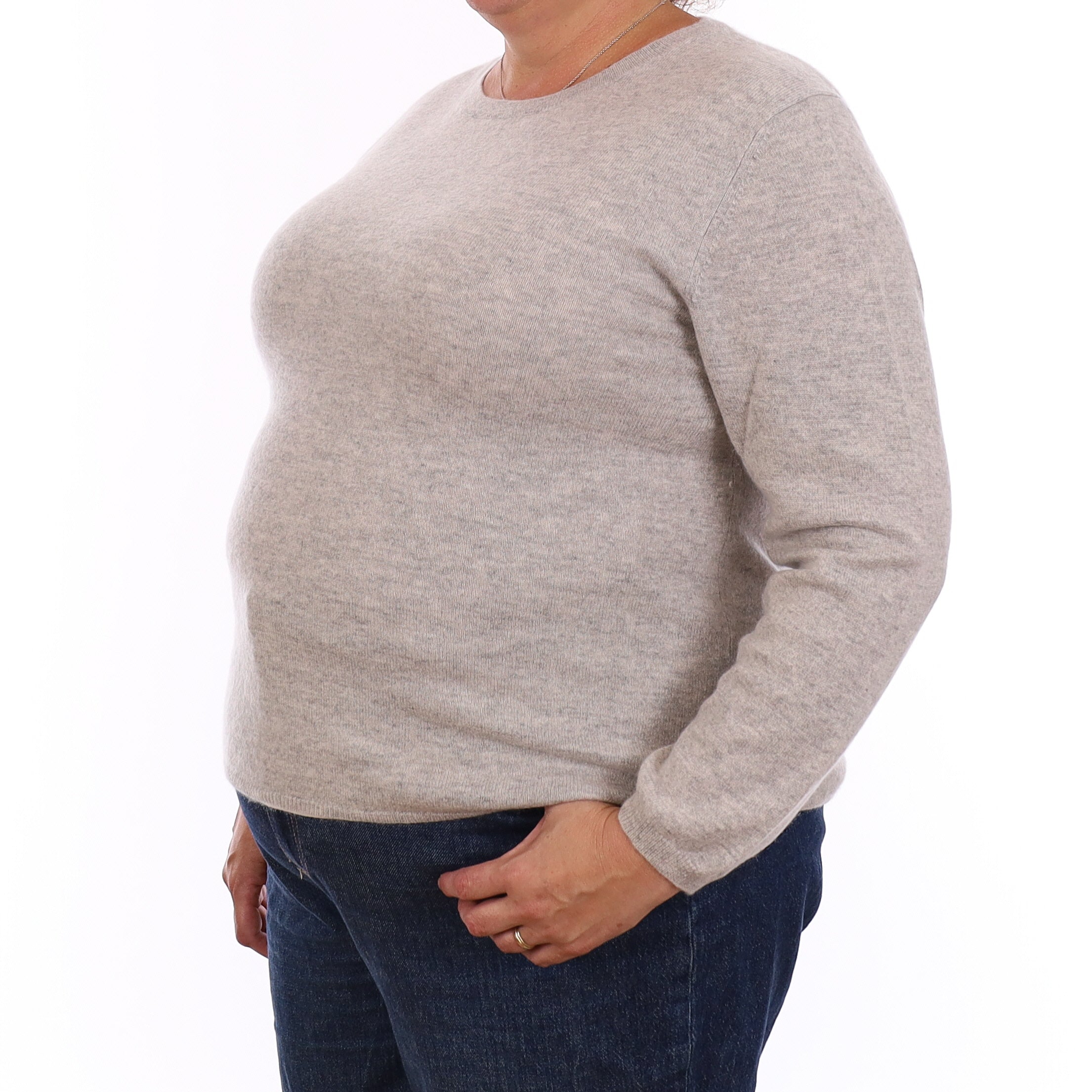 Mist Grey Cashmere Crew Neck Jumper Extra Large