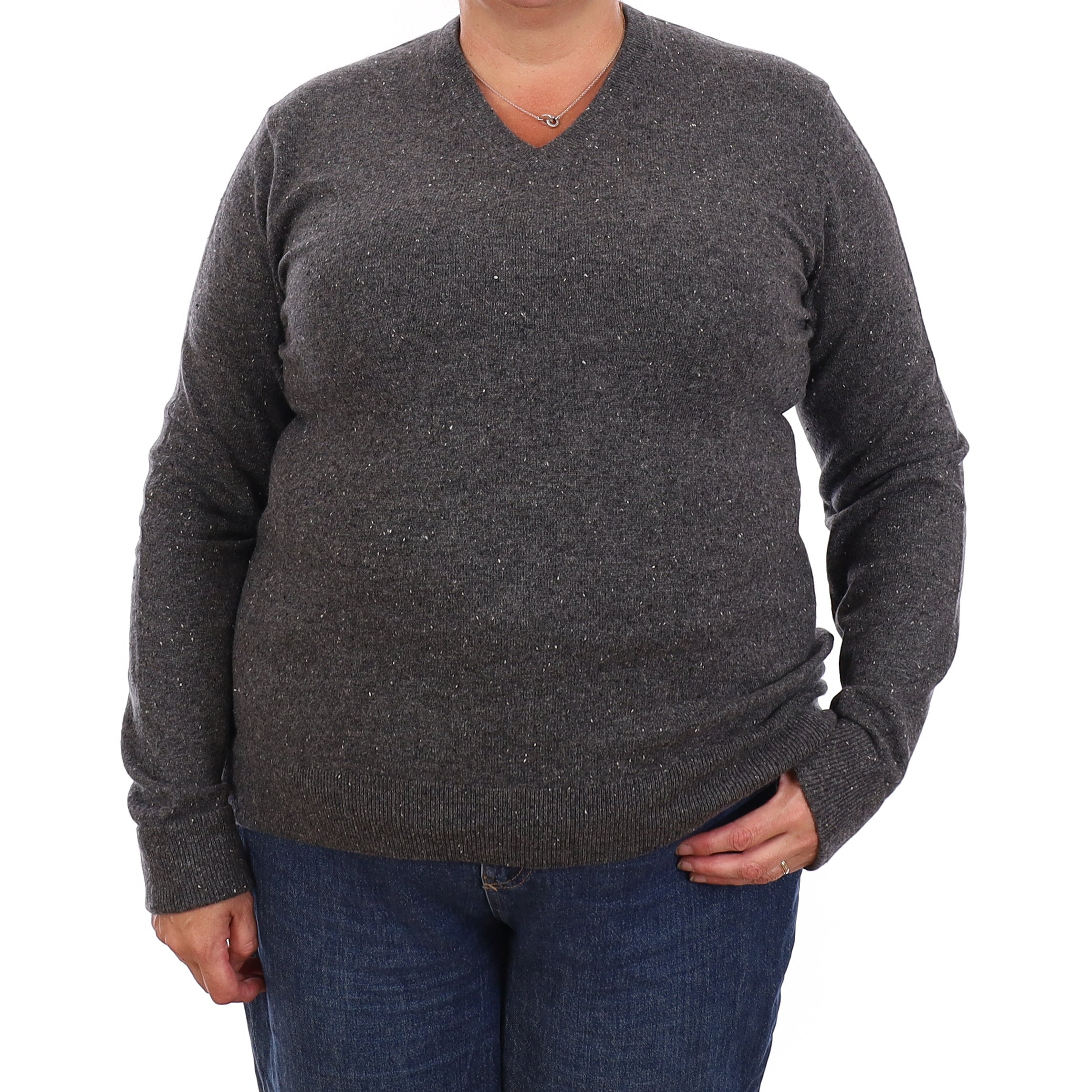 Everlane Grey Flecked Cashmere V Neck Jumper Extra Large