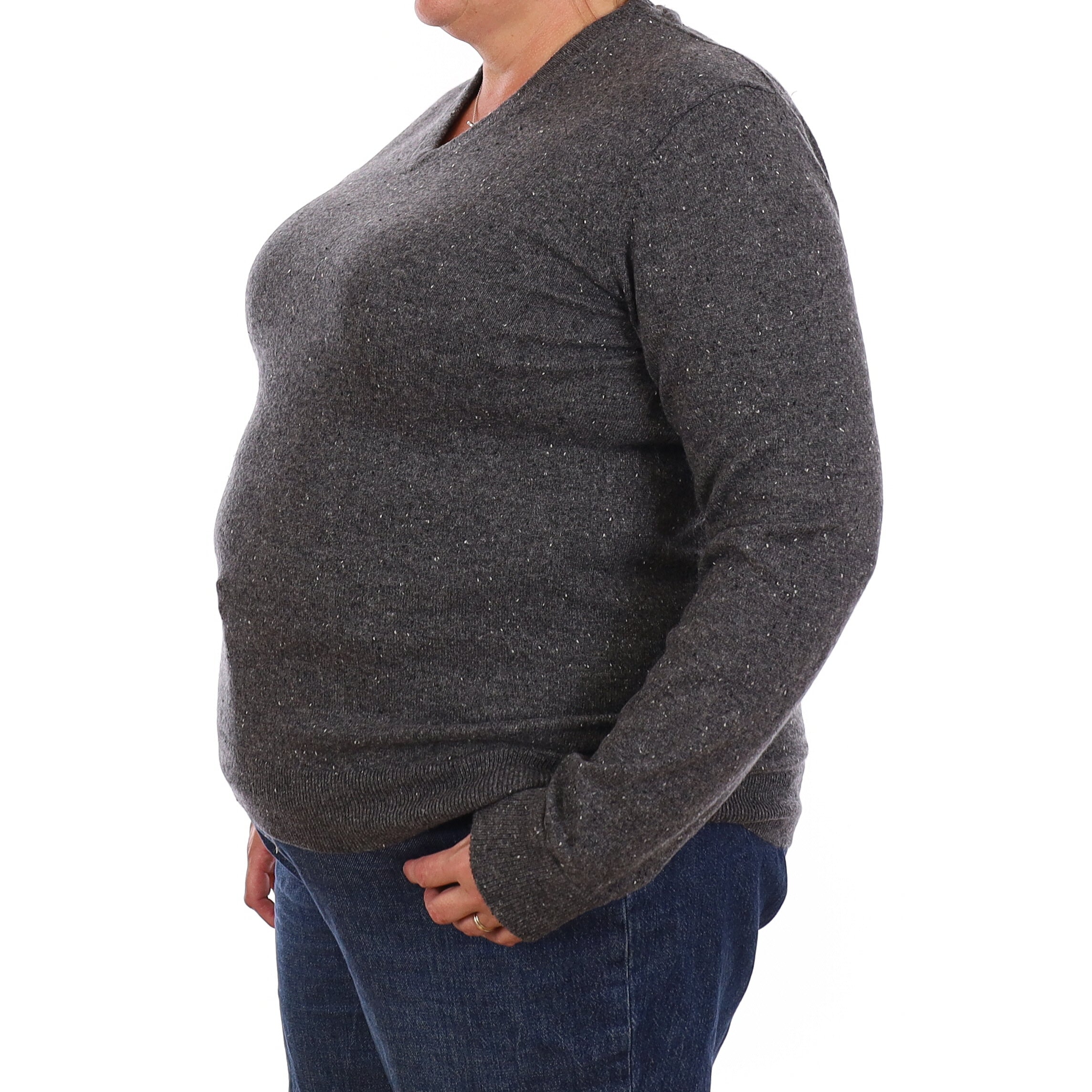Everlane Grey Flecked Cashmere V Neck Jumper Extra Large