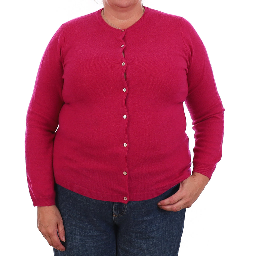 Fuchsia Pink Cashmere Cardigan Extra Large