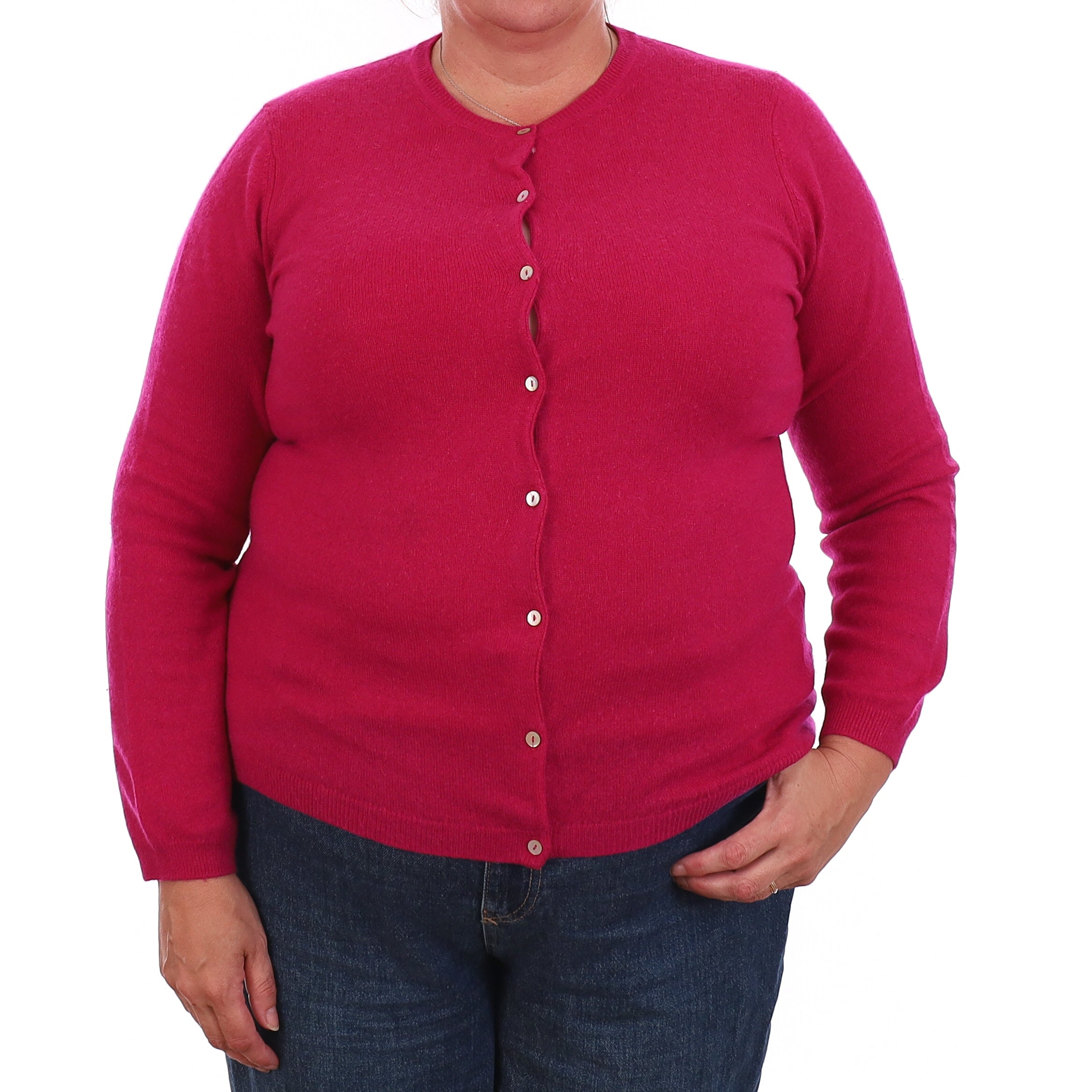 Fuchsia Pink Cashmere Cardigan Extra Large