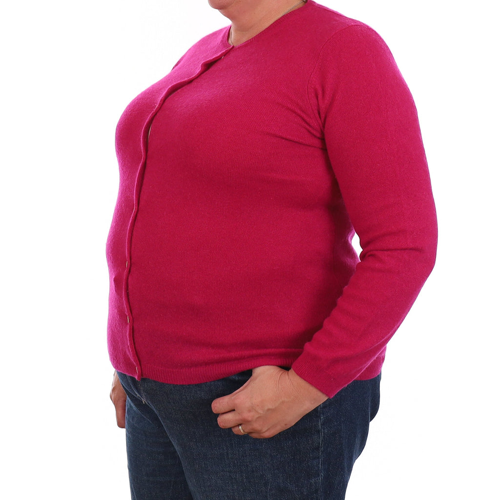 Fuchsia Pink Cashmere Cardigan Extra Large