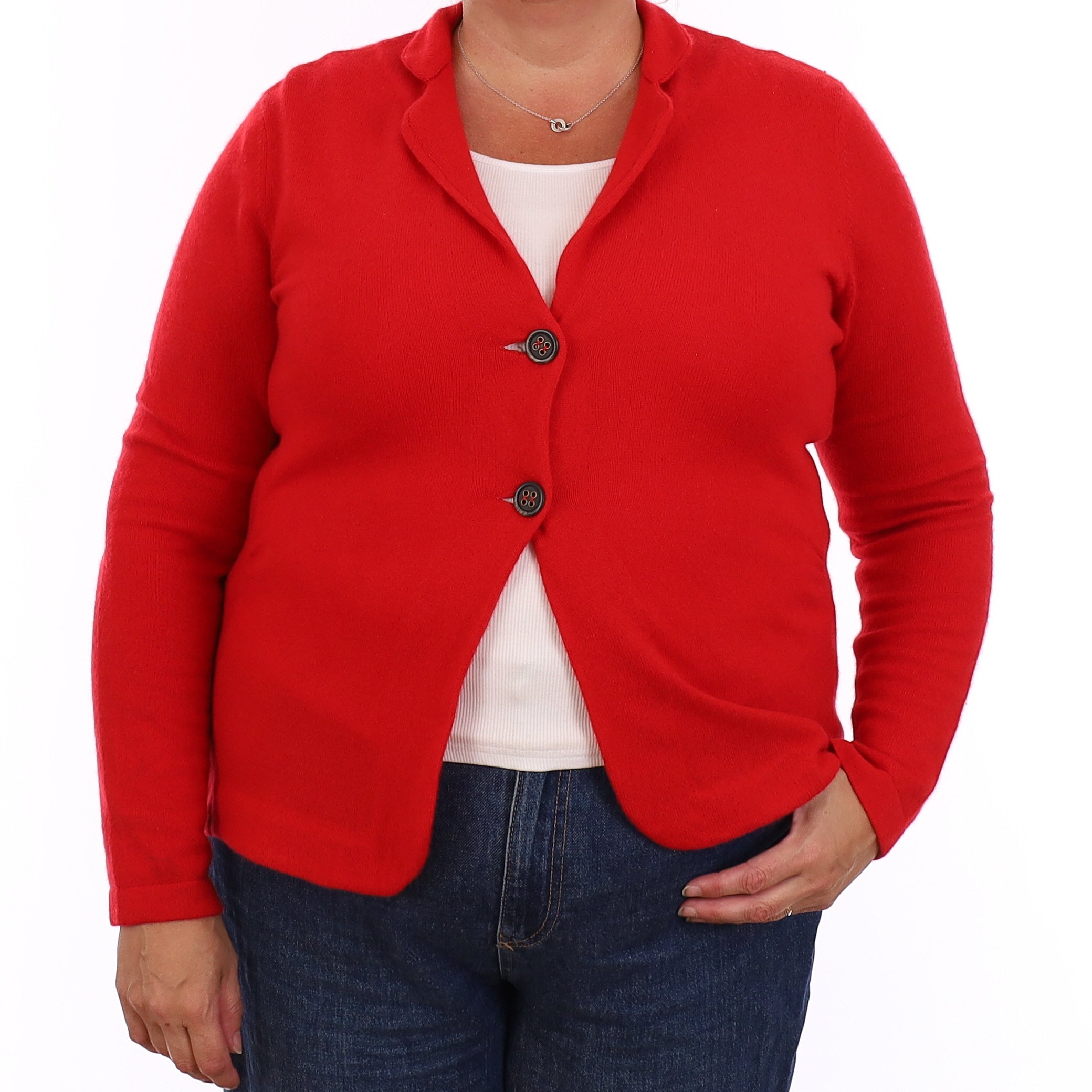 Peter Hahn Spanish Red Cashmere Collared Jacket Extra Large