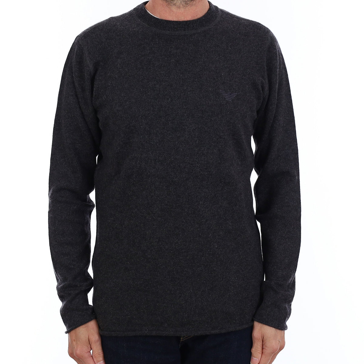 Men's Armani Jeans Charcoal Grey Cashmere Crew Neck Jumper Small