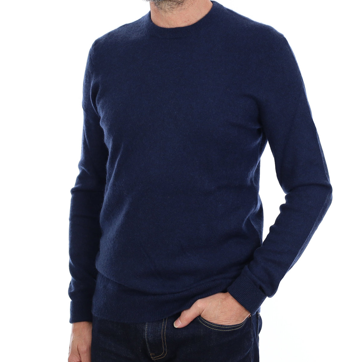 Men's Midnight Blue Cashmere Crew Neck Jumper Small