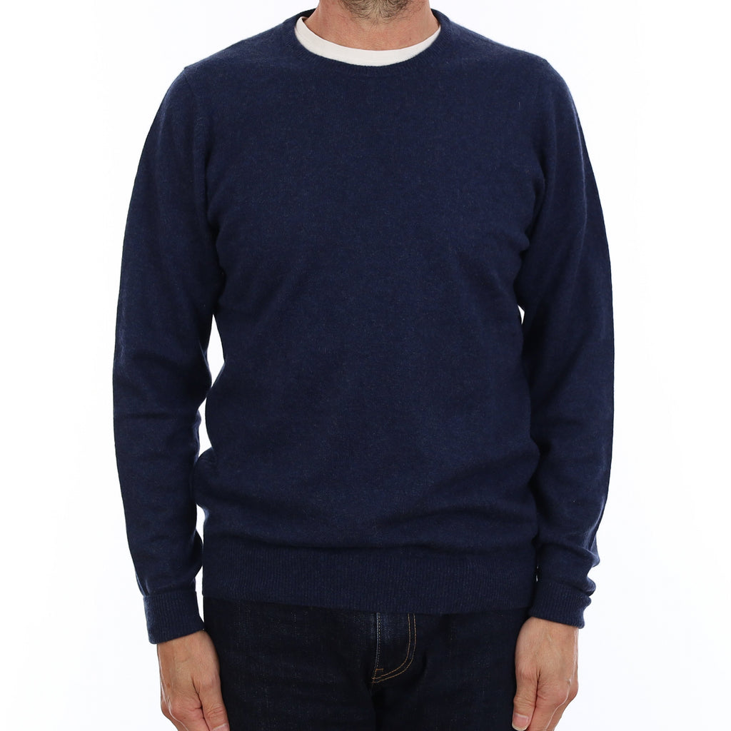 Men's French Navy Cashmere Crew Neck Jumper Small
