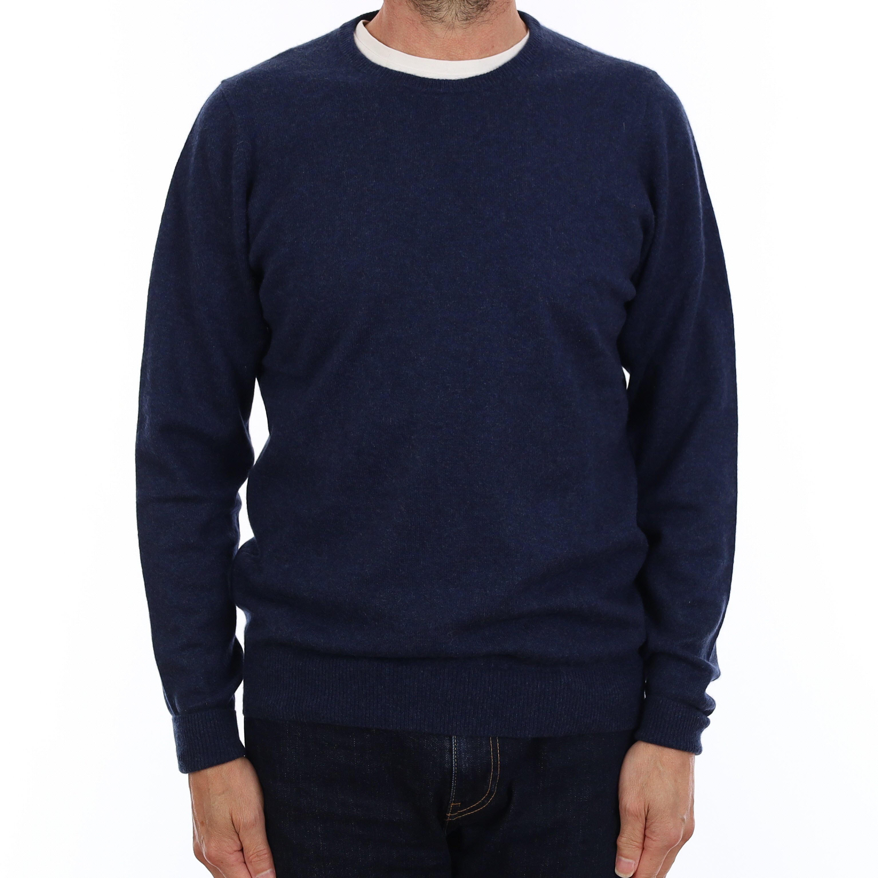 Men's French Navy Cashmere Crew Neck Jumper Small