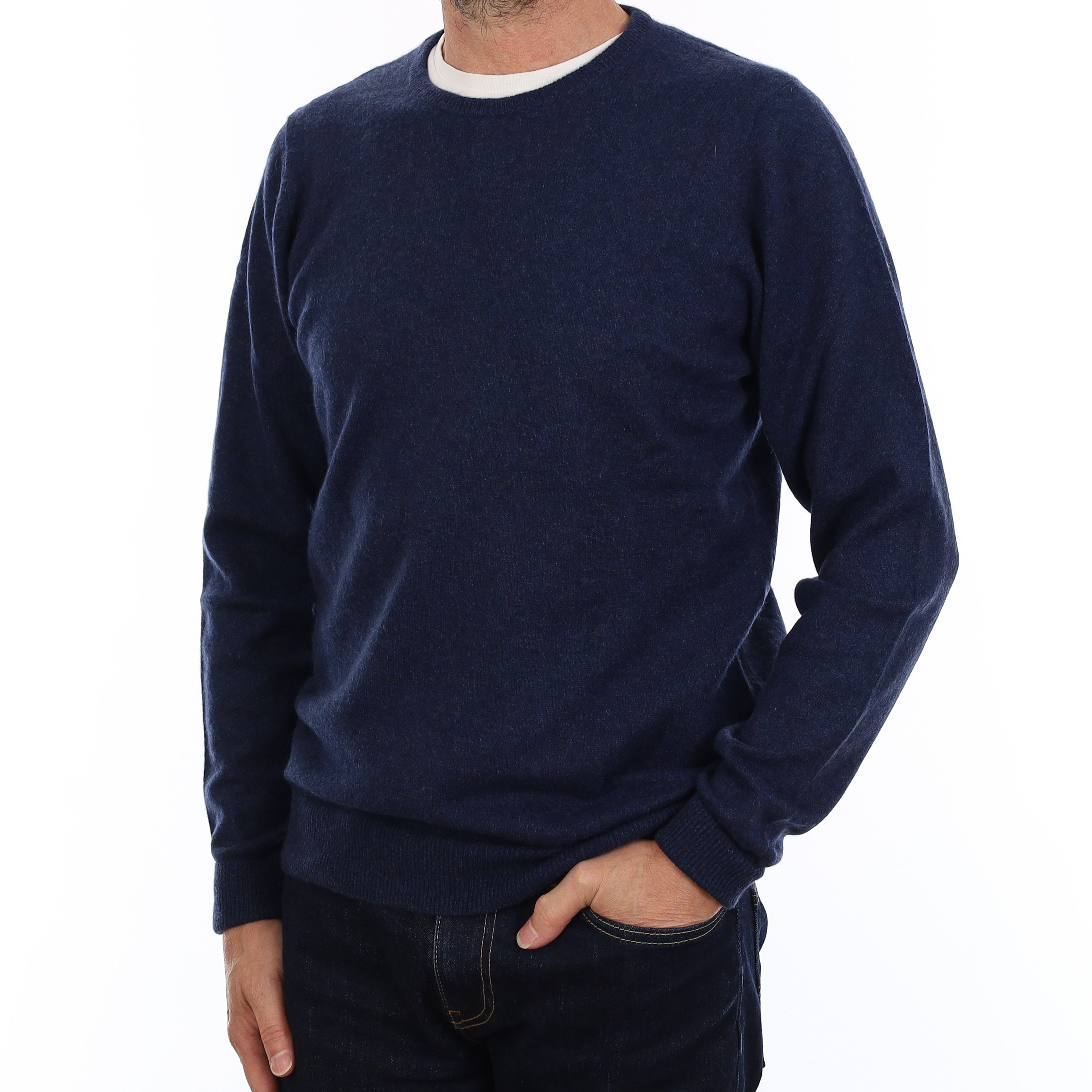 Men's French Navy Cashmere Crew Neck Jumper Small