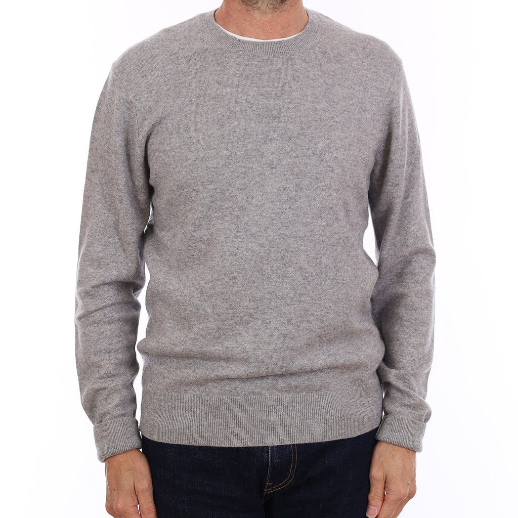 Men's Smoke Grey Cashmere Crew Neck Jumper Small