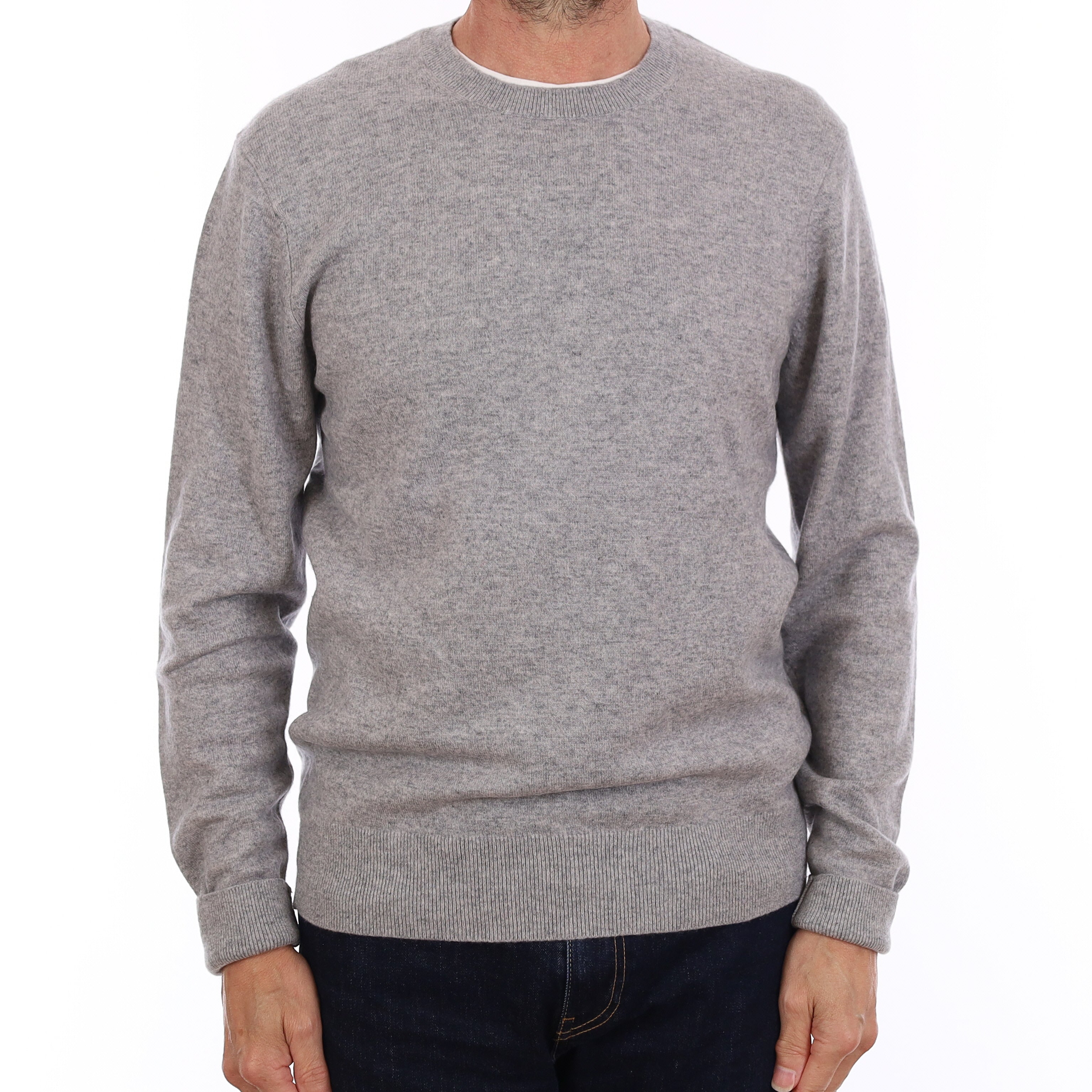 Men's Smoke Grey Cashmere Crew Neck Jumper Small