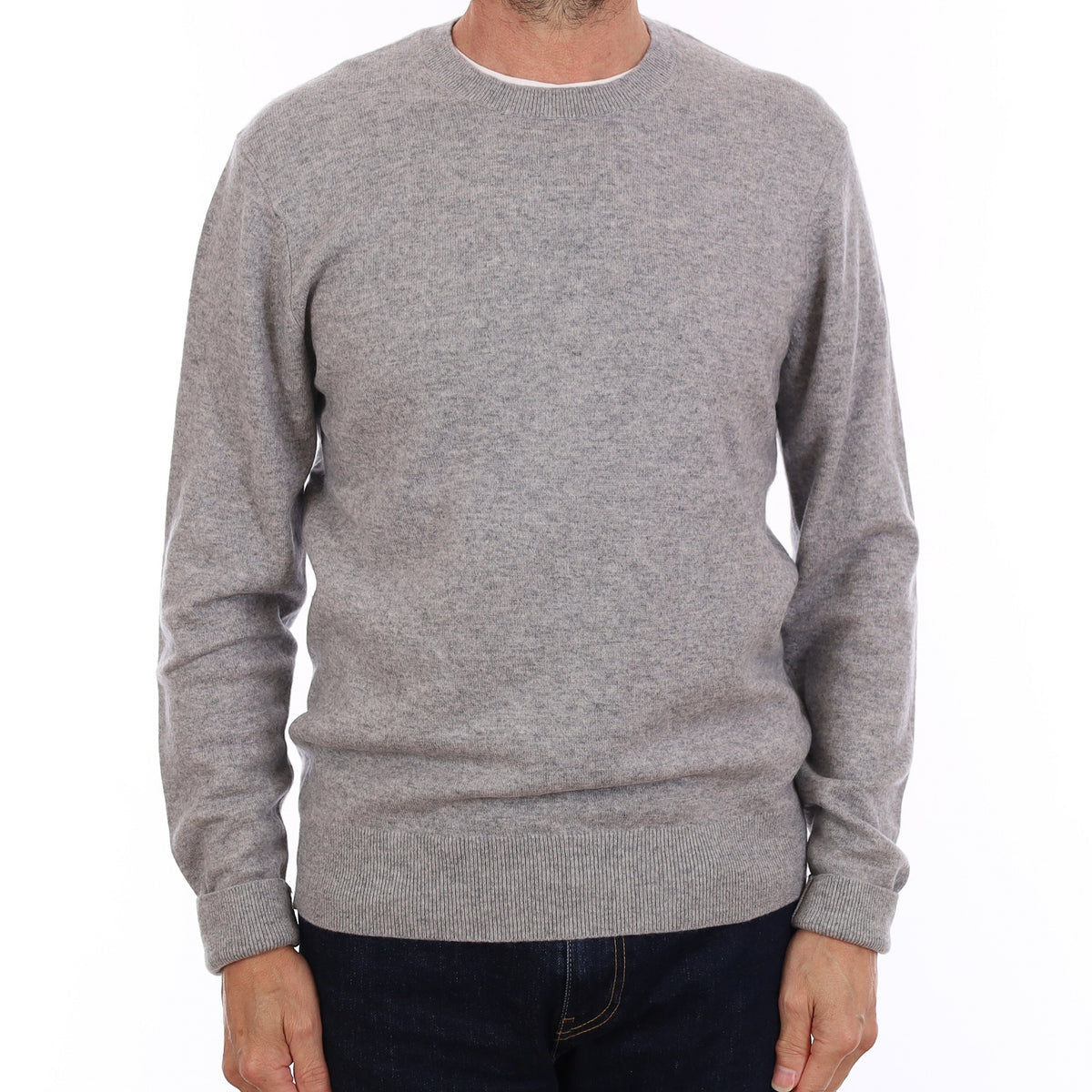 Men's Smoke Grey Cashmere Crew Neck Jumper Small
