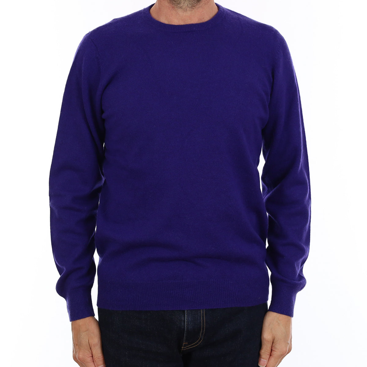 Men's Pansy Purple Cashmere Crew Neck Jumper Small