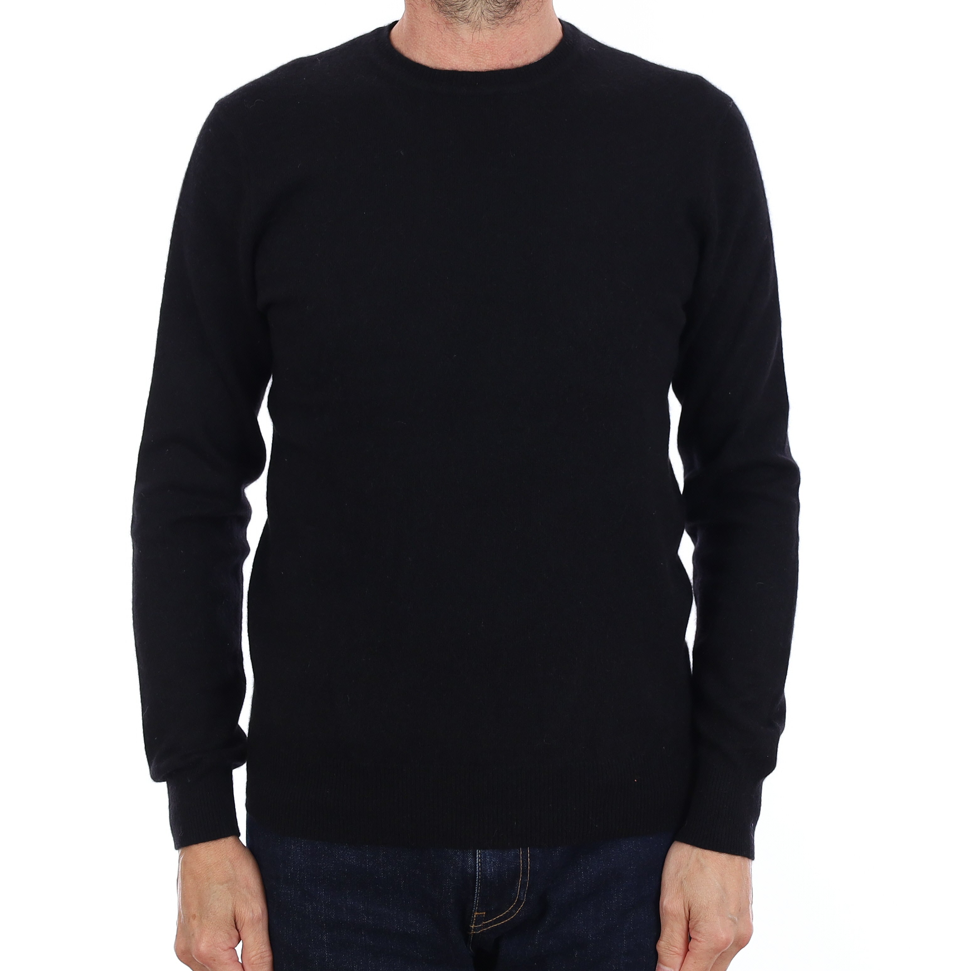 Men's Black Cashmere Crew Neck Jumper Small