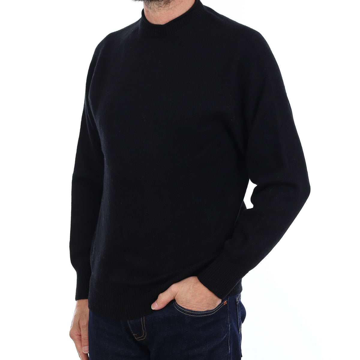 Men's Cos Black Heavy Knit Cashmere Crew Neck Jumper Small