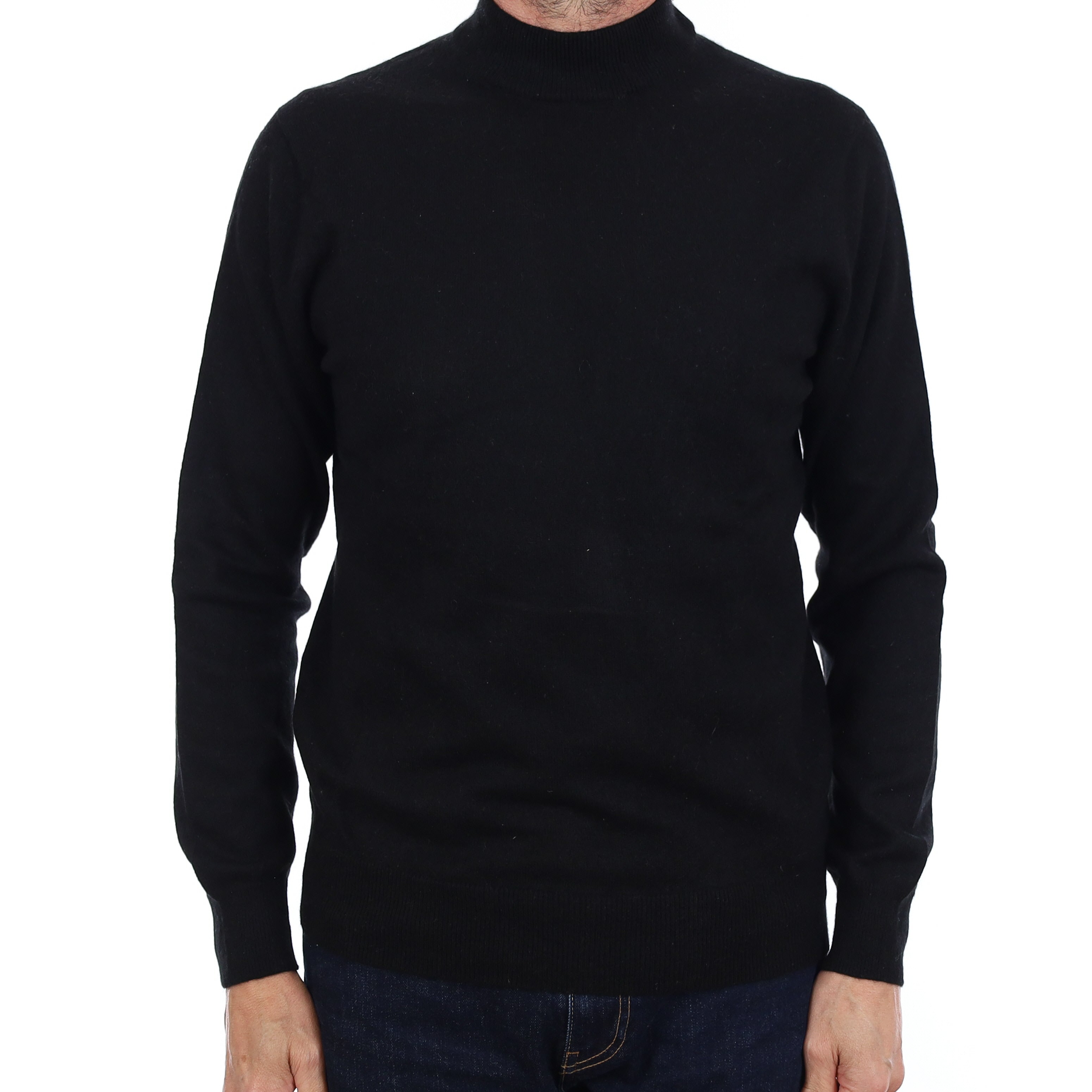 Men's Black Cashmere Turtleneck Jumper Small