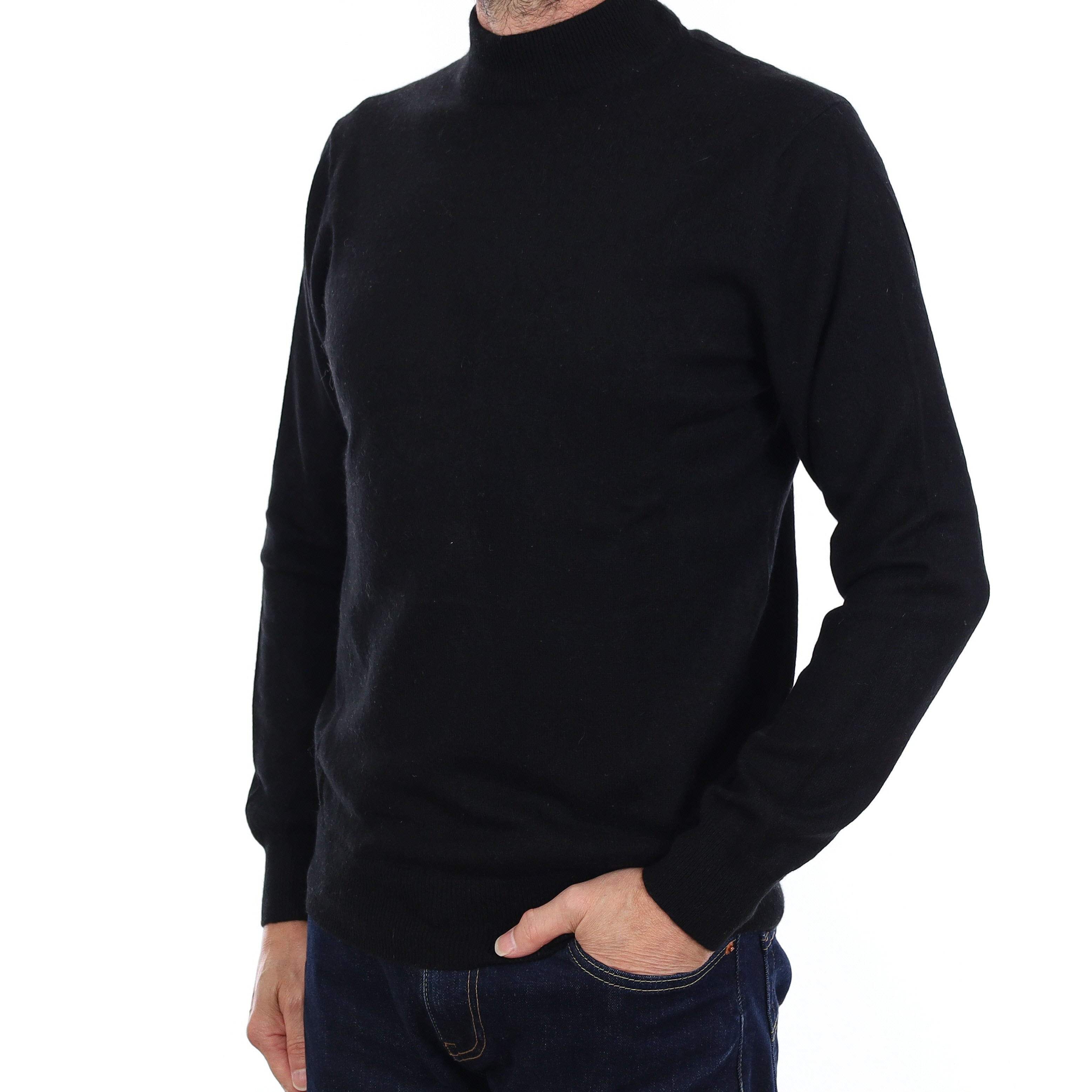 Men's Black Cashmere Turtleneck Jumper Small