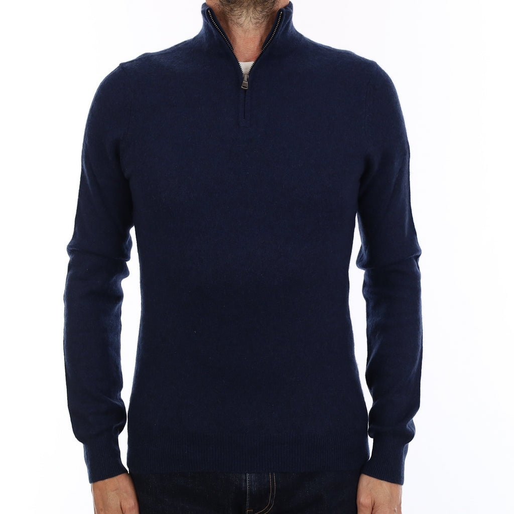 Men's Midnight Blue Cashmere 1/4 Zip Jumper Small