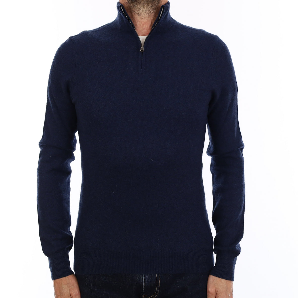 Men's Midnight Blue Cashmere 1/4 Zip Jumper Small