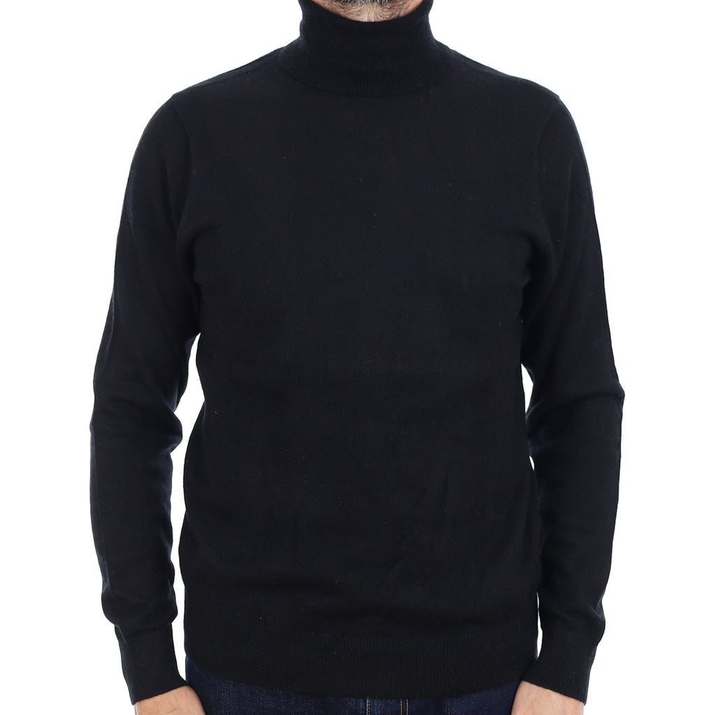 Men's Black Cashmere Polo Neck Jumper Small