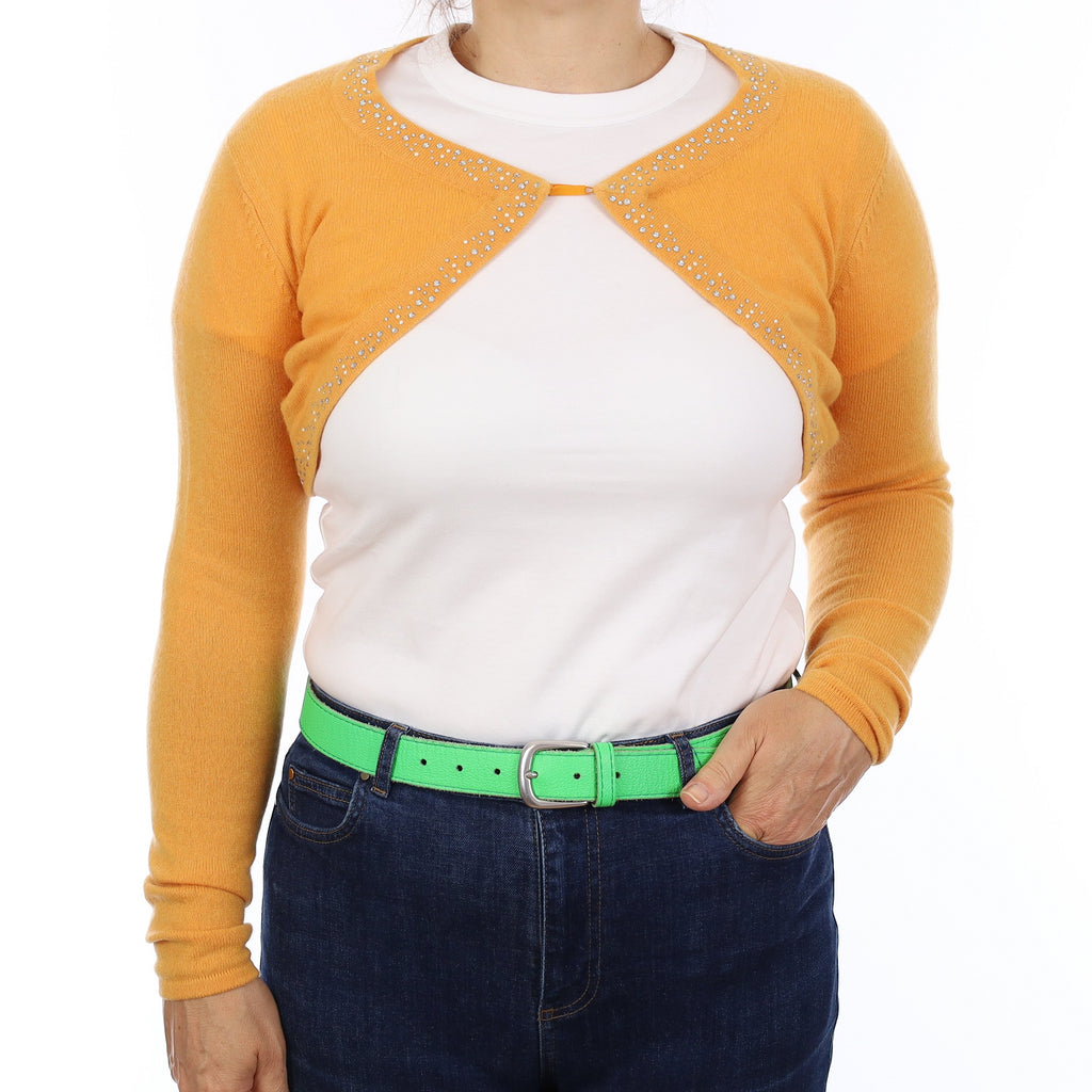 Marigold Orange Cashmere Edge to Edge Cropped Cardigan Medium
