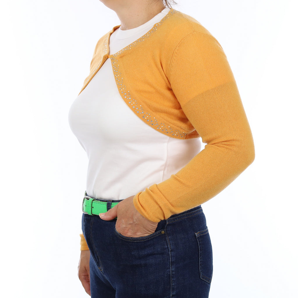 Marigold Orange Cashmere Edge to Edge Cropped Cardigan Medium