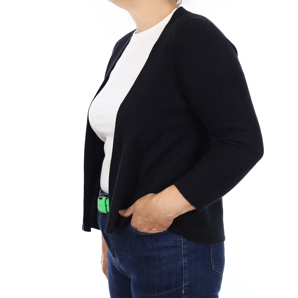 Black Cashmere Edge to Edge Cardigan Medium