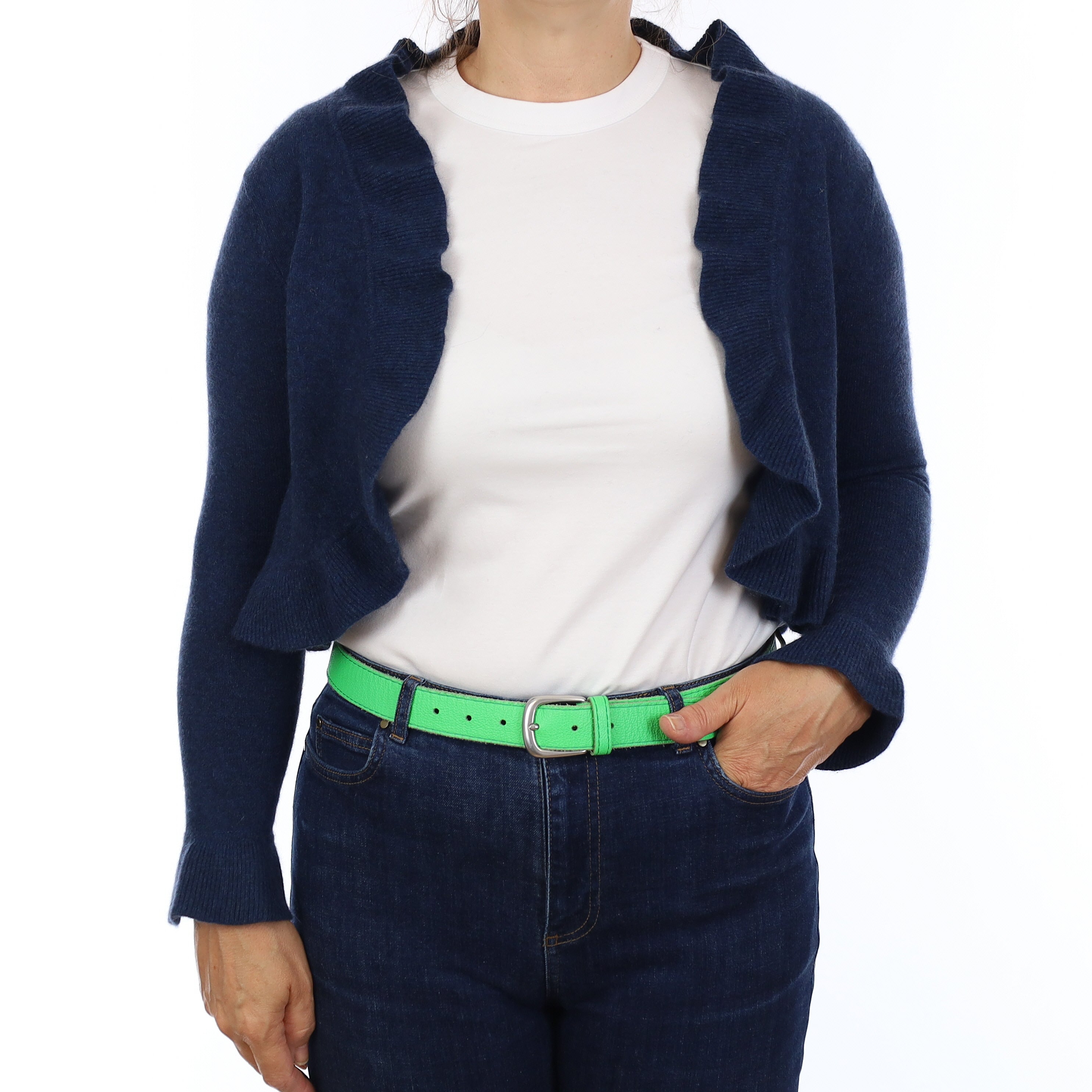 Deep Ocean Blue Cashmere Edge to Edge Cropped Cardigan Medium