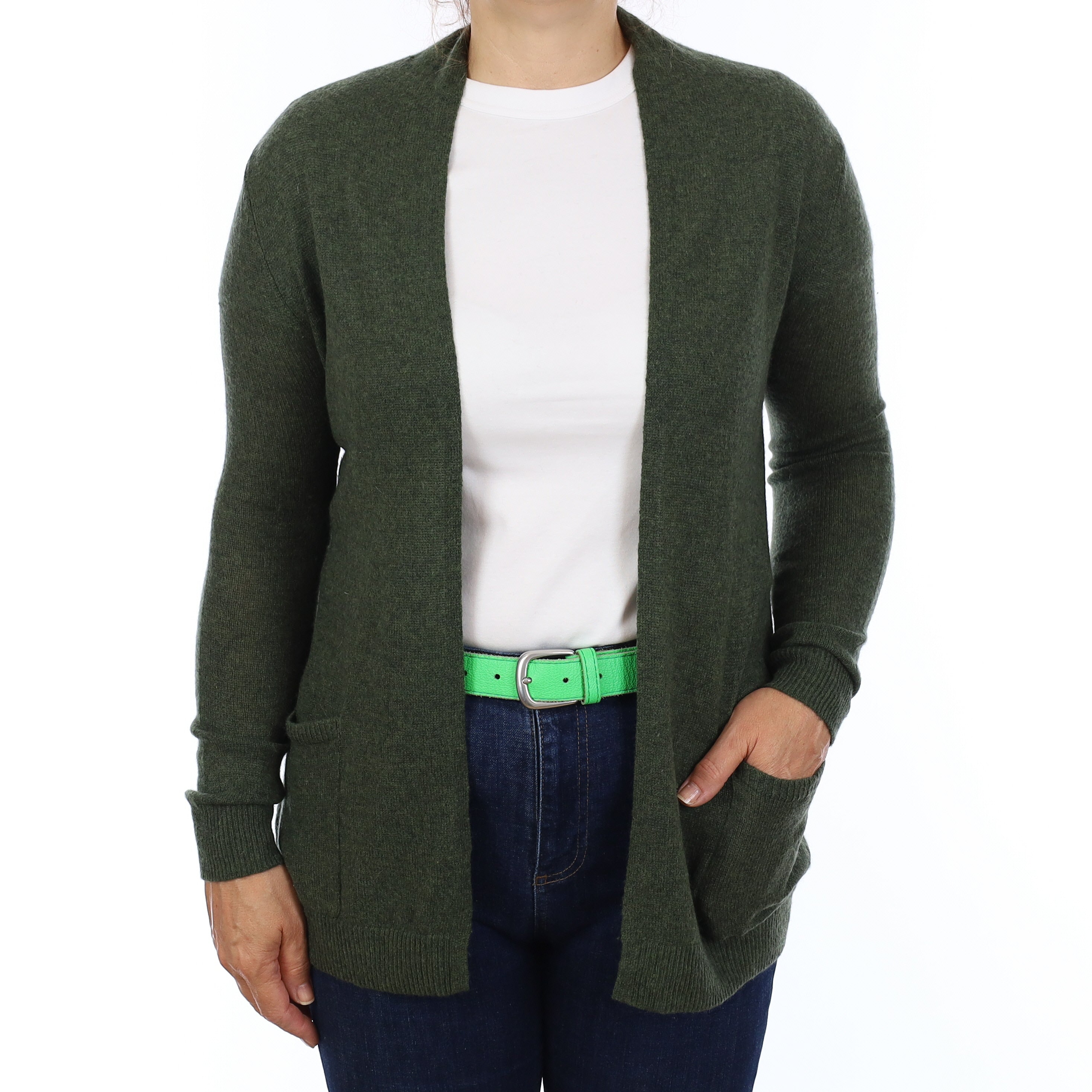 Khaki Green Cashmere Cardigan Medium