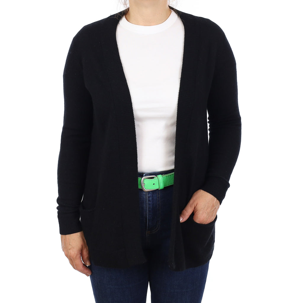 Black Cashmere Edge to Edge Cardigan Medium