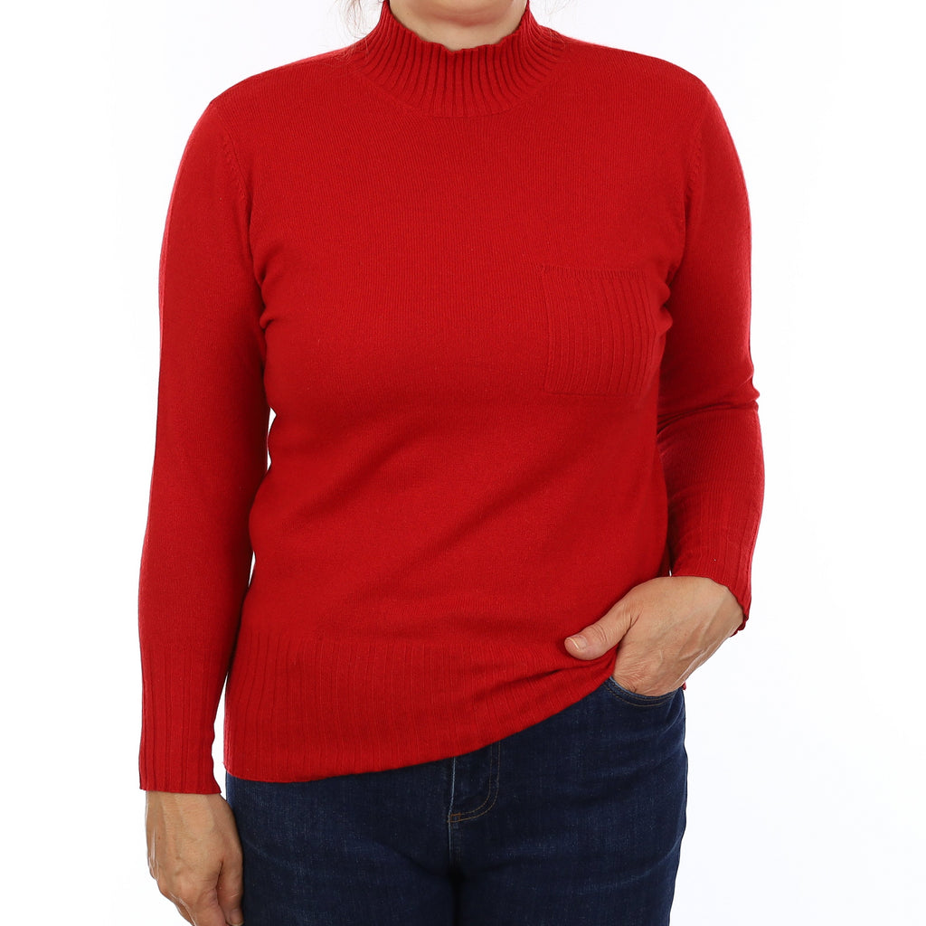 Post Box Red Cashmere Turtleneck Jumper Medium