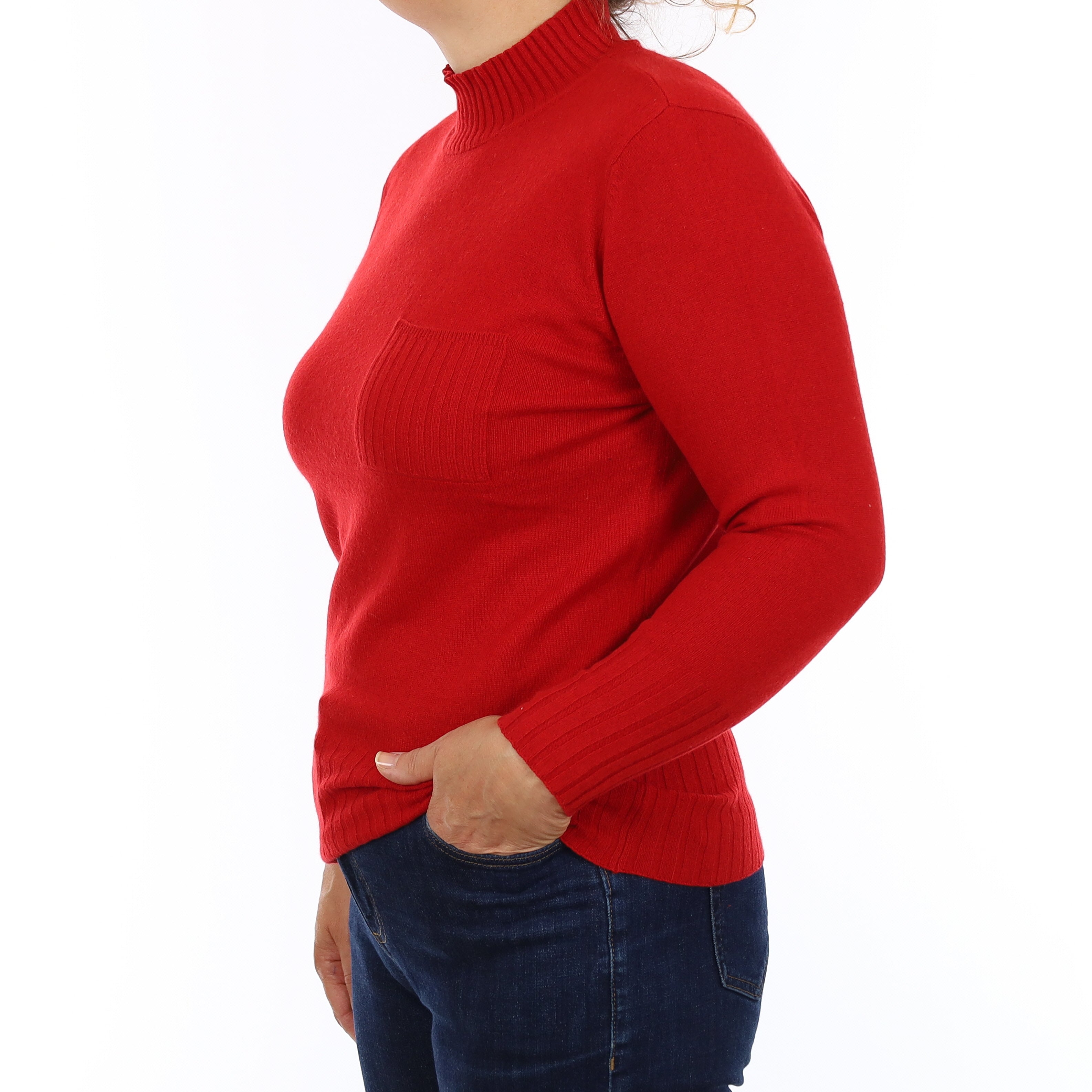 Post Box Red Cashmere Turtleneck Jumper Medium