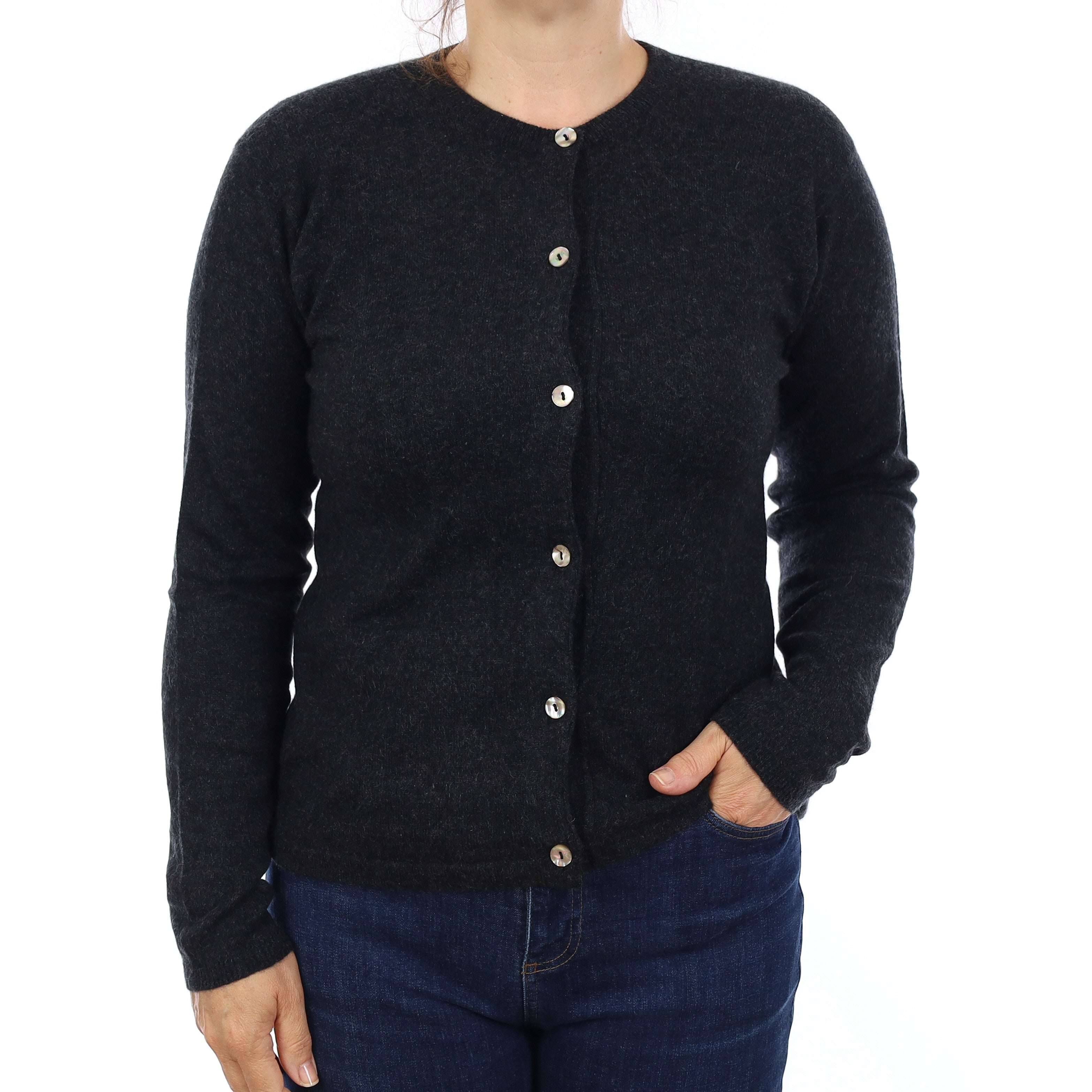 Ash Grey Ash Grey Cashmere Crew Neck Cardigan Medium
