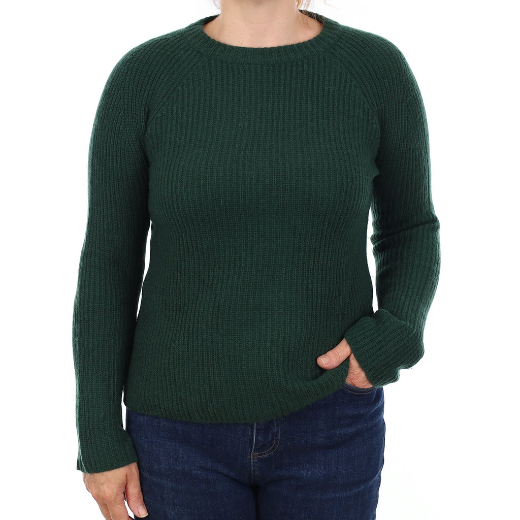 Vince Racing Green Chunky Knit Cashmere Crew Neck Jumper Medium