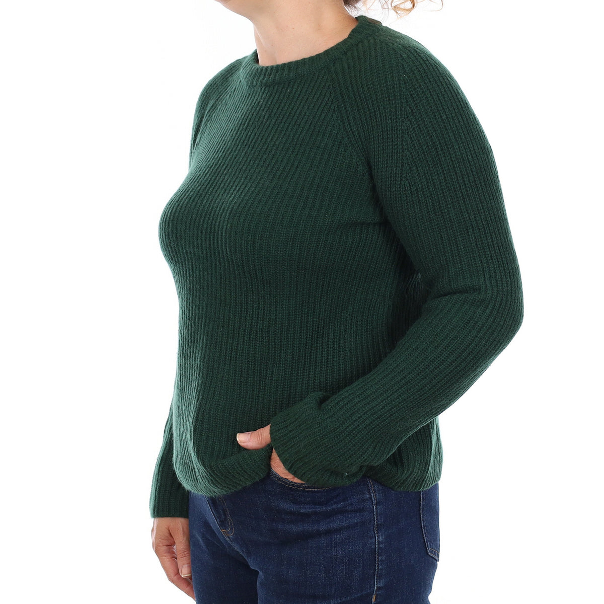 Vince Racing Green Chunky Knit Cashmere Crew Neck Jumper Medium